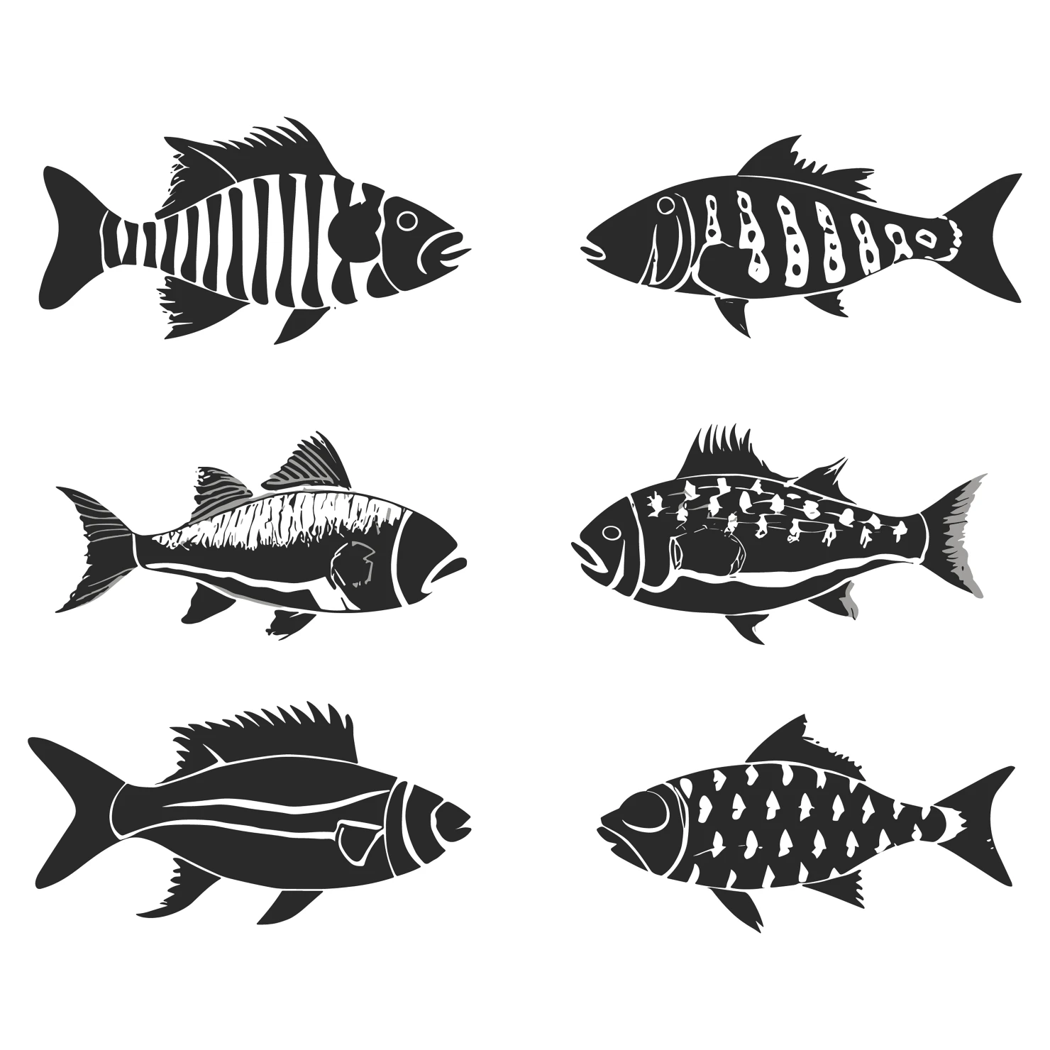 Fish customizable silhouettes set design #35488