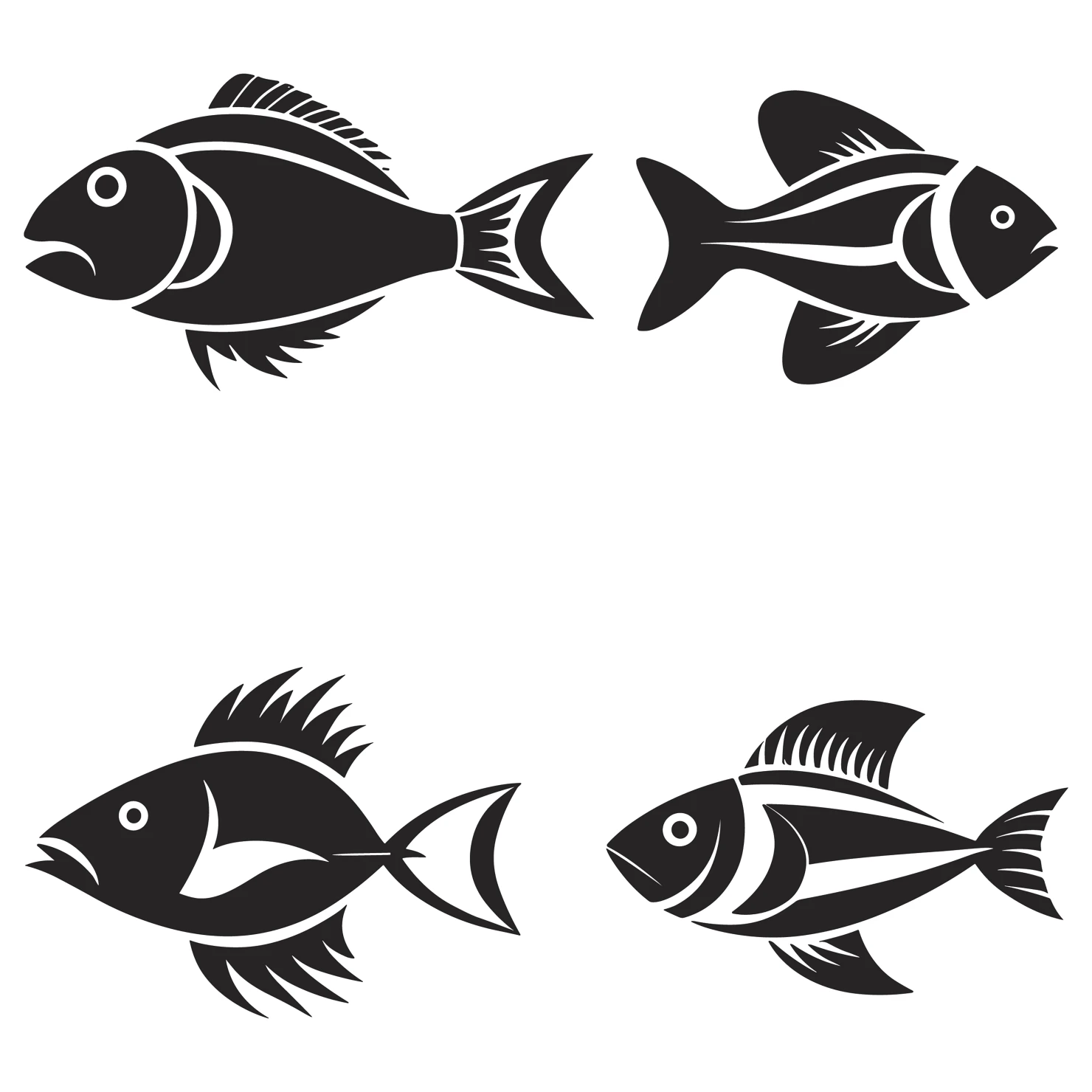 Fish customizable silhouettes set design #35491