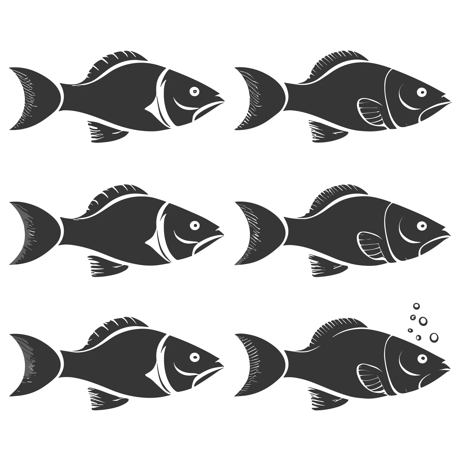 Fish customizable silhouettes set design #35493