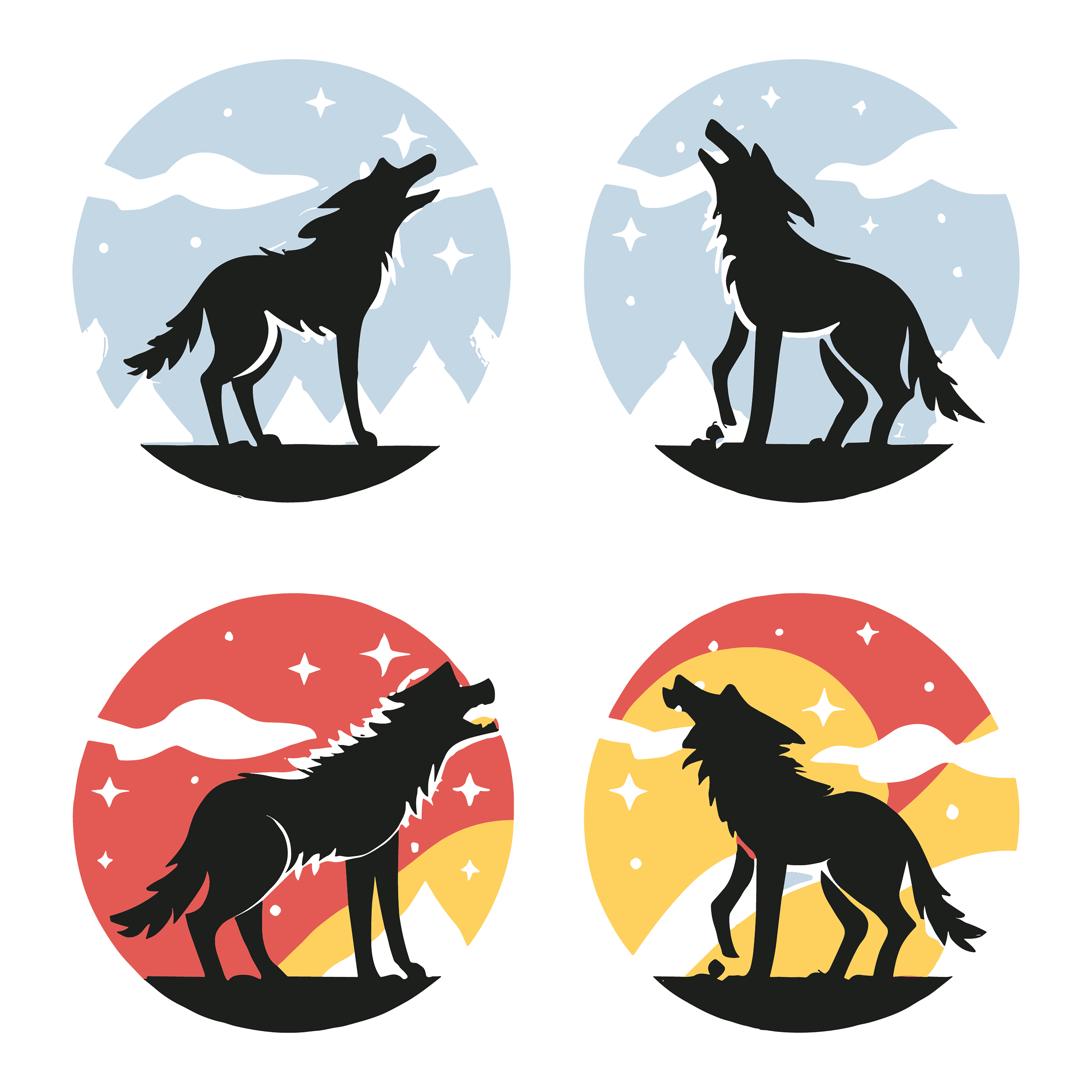 Wolf customizable silhouettes set design #35571