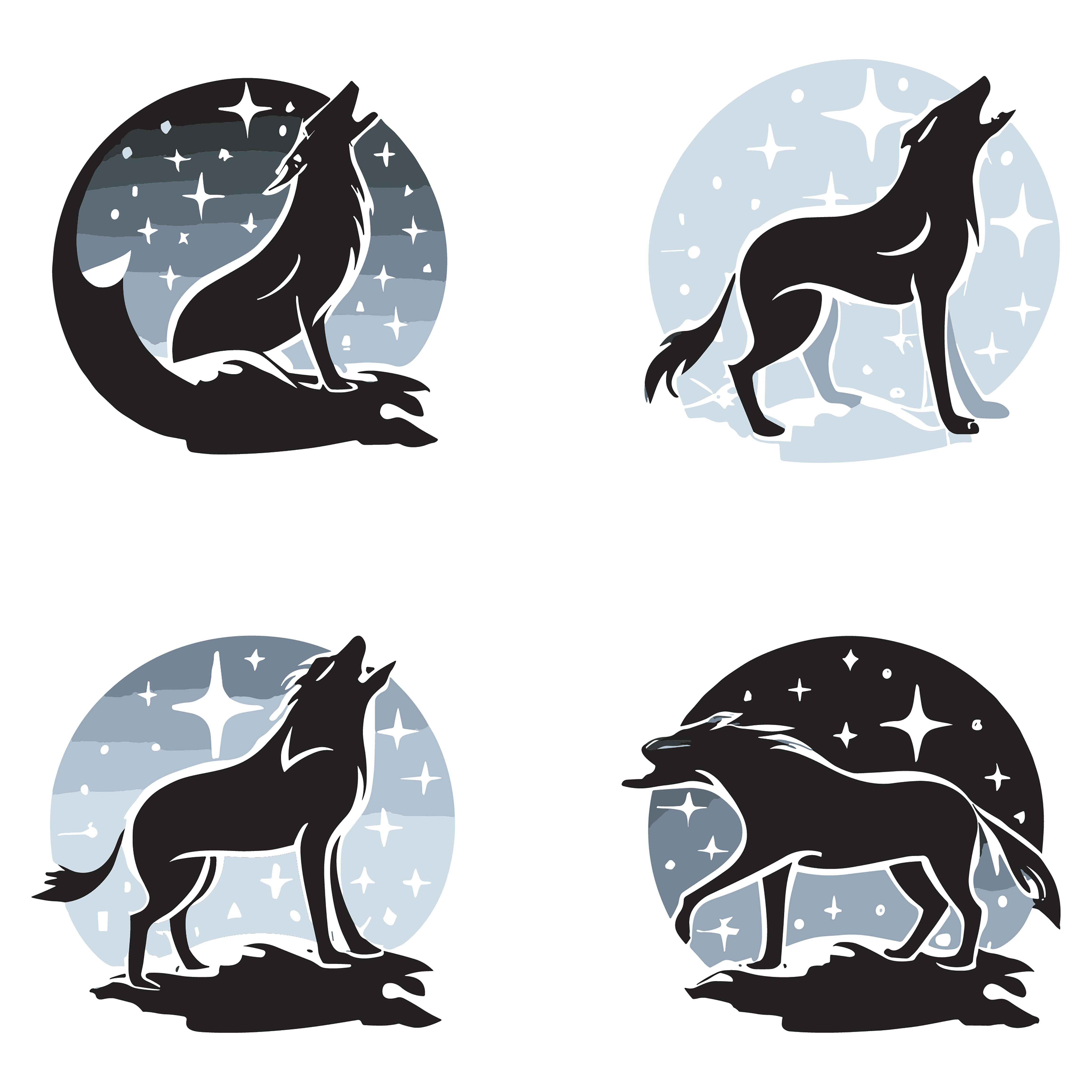 Wolf customizable silhouettes set design #35578