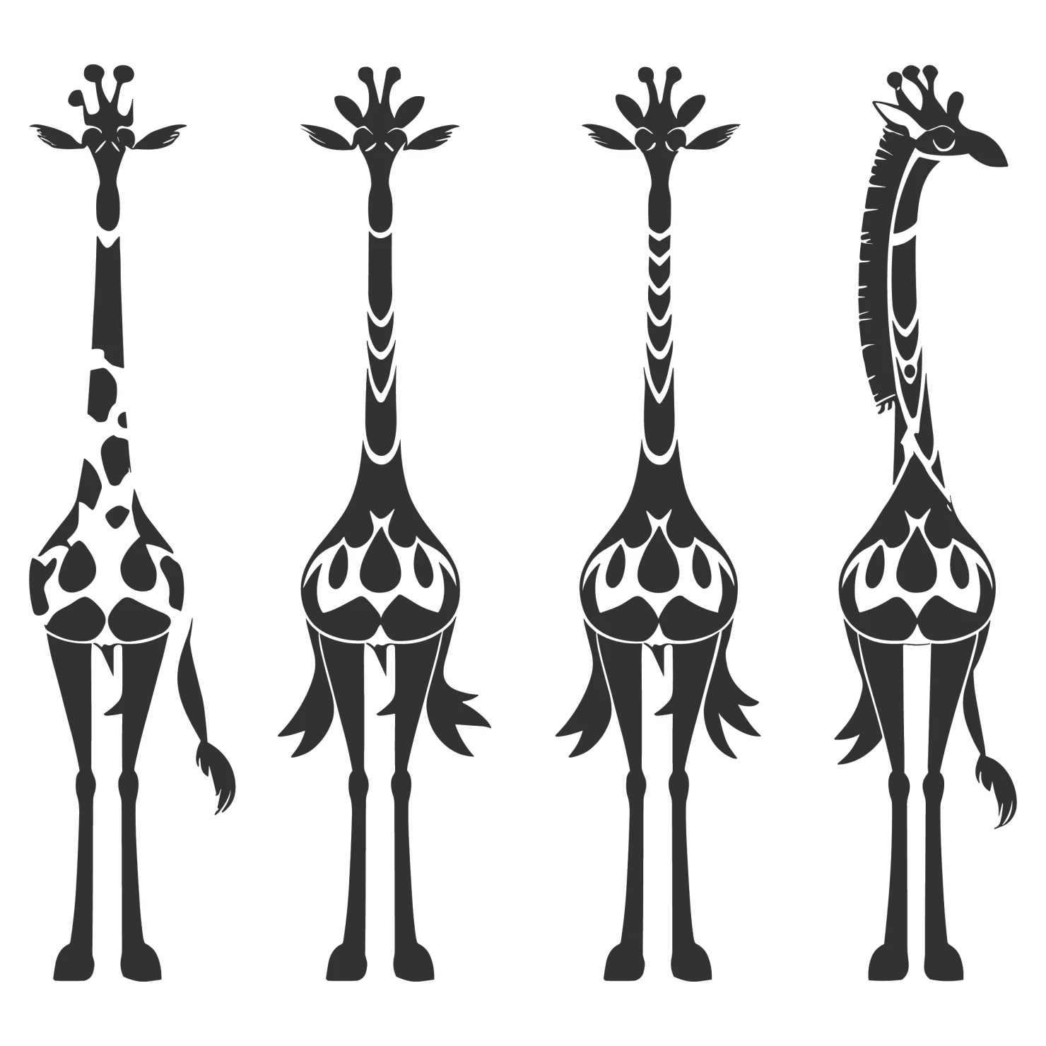 Giraffe customizable silhouettes set design #35527