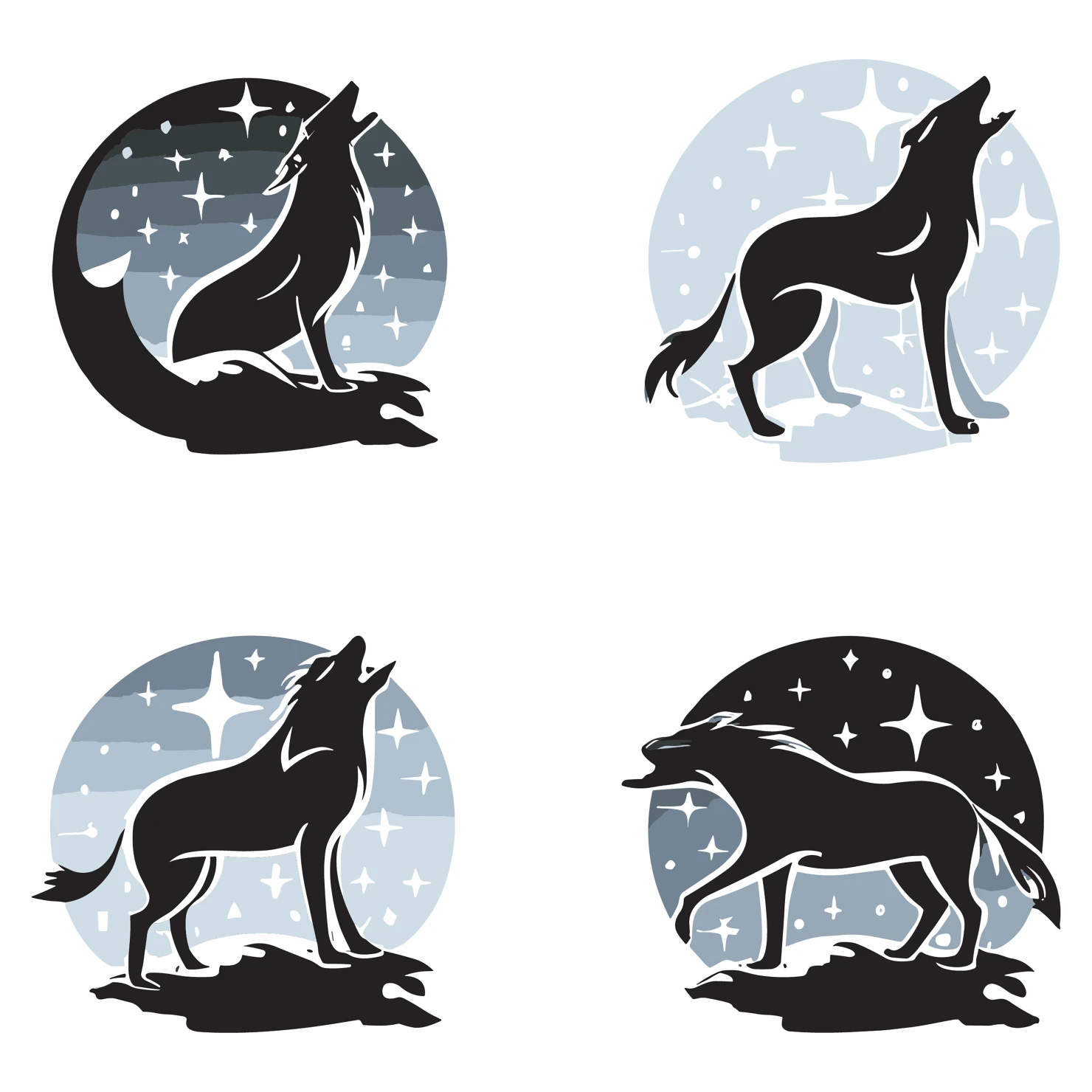 Wolf customizable silhouettes set design #35578