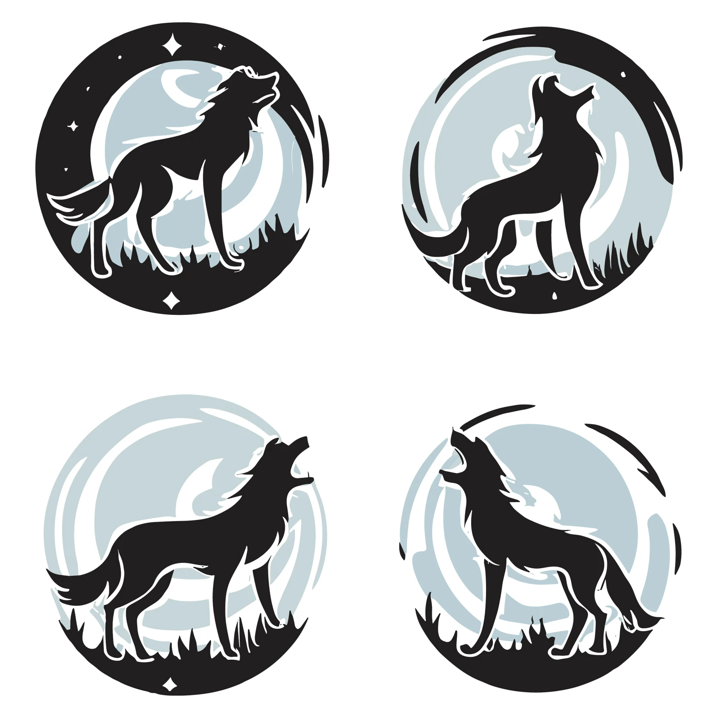 Wolf customizable silhouettes set design #35580