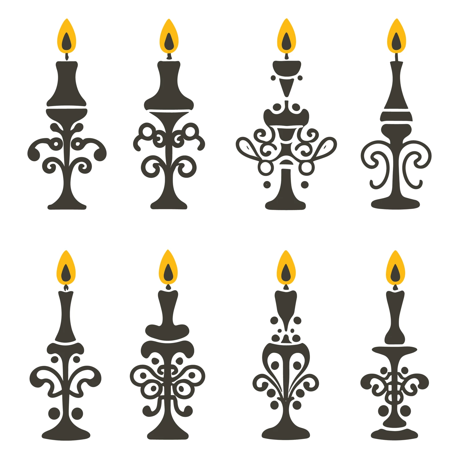 Candles customizable silhouettes set design #35659