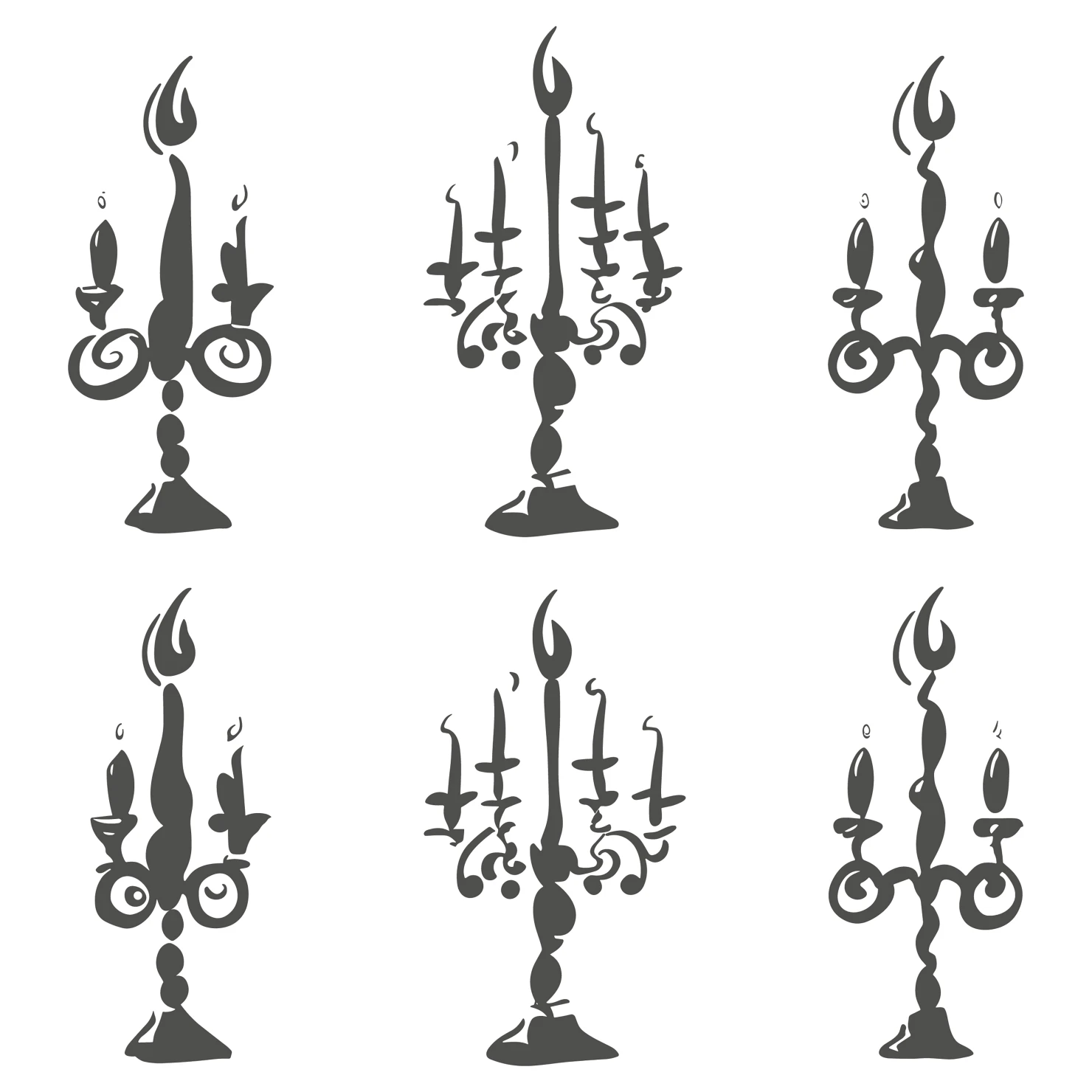 Candles customizable silhouettes set design #35661