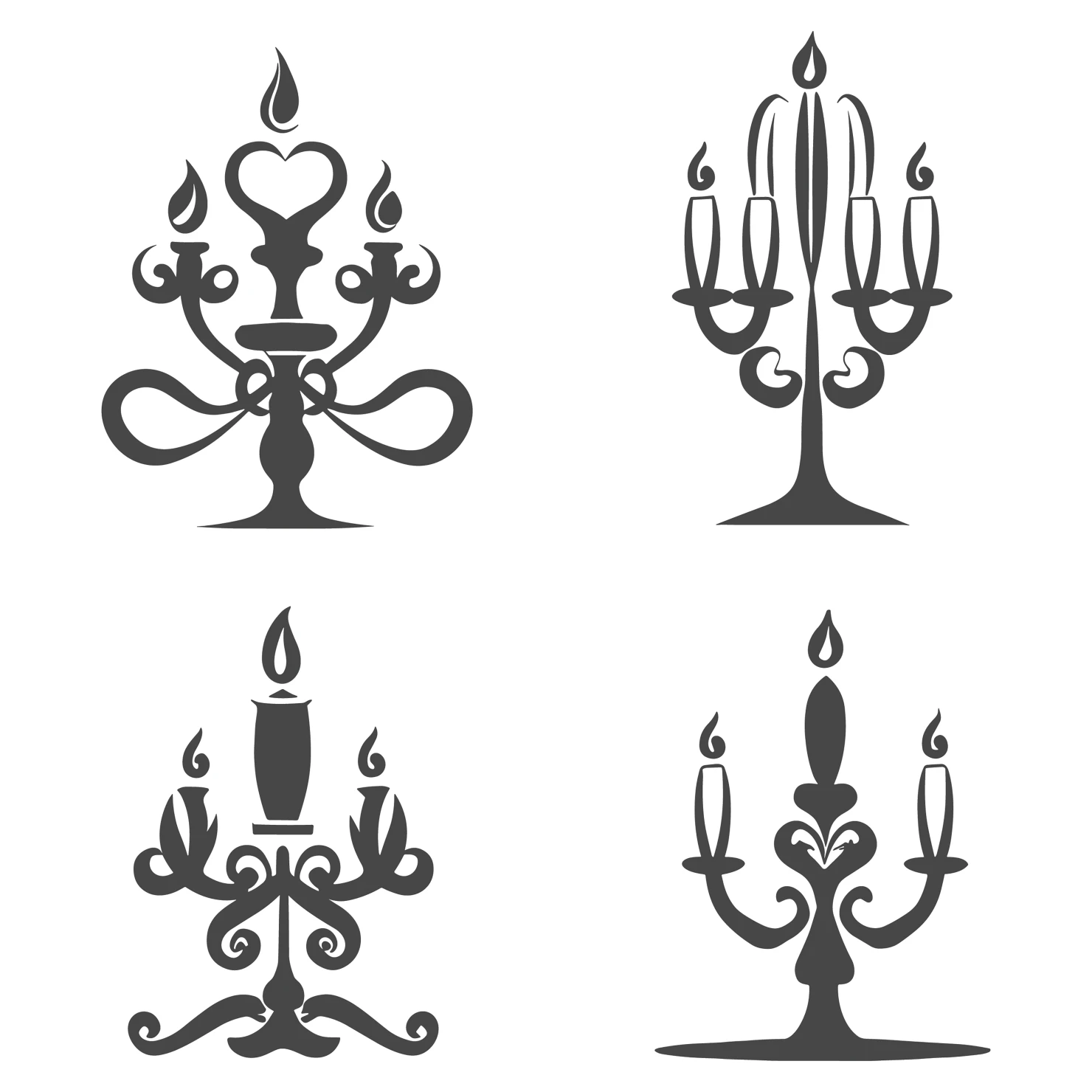 Candles customizable silhouettes set design #35662