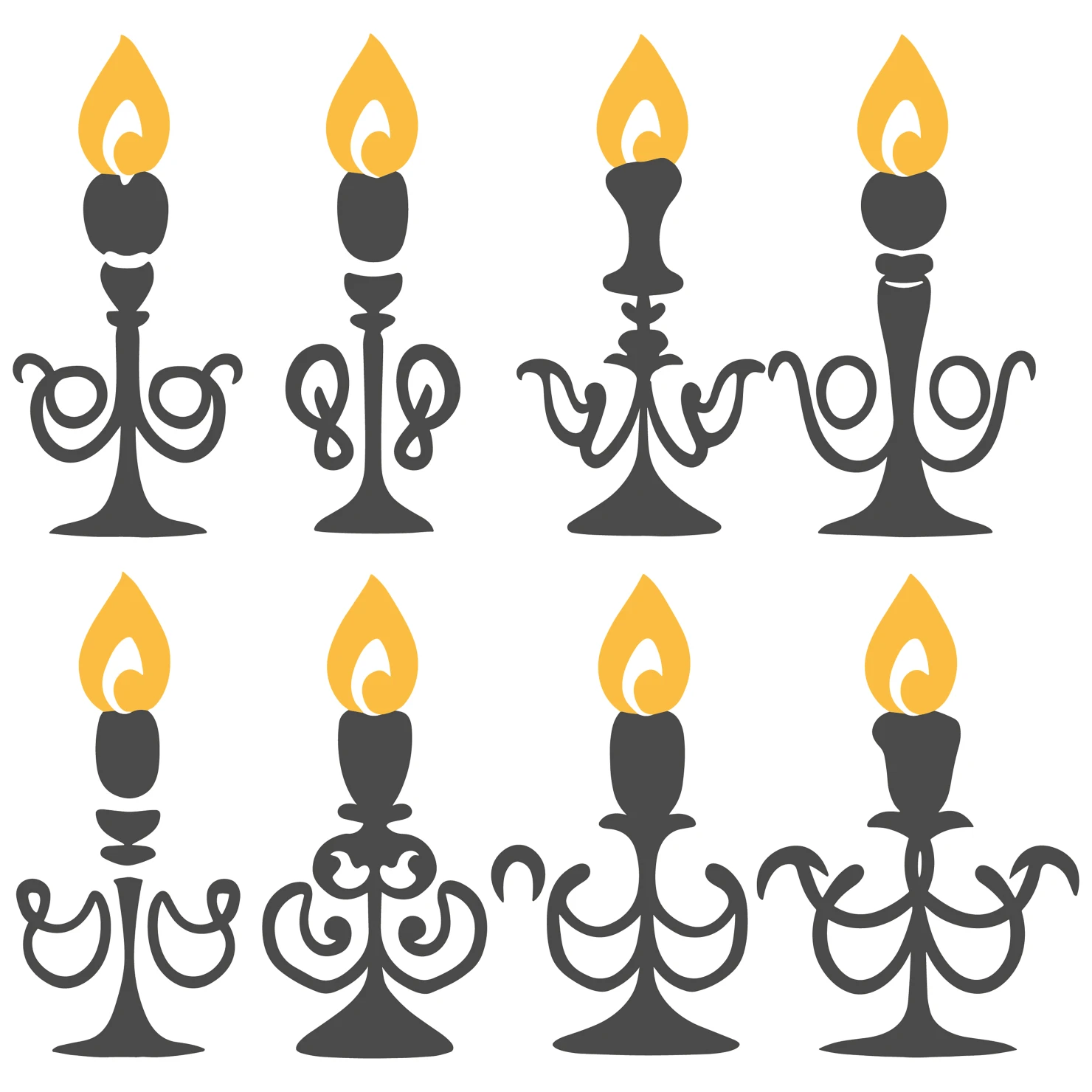 Candles customizable silhouettes set design #35664