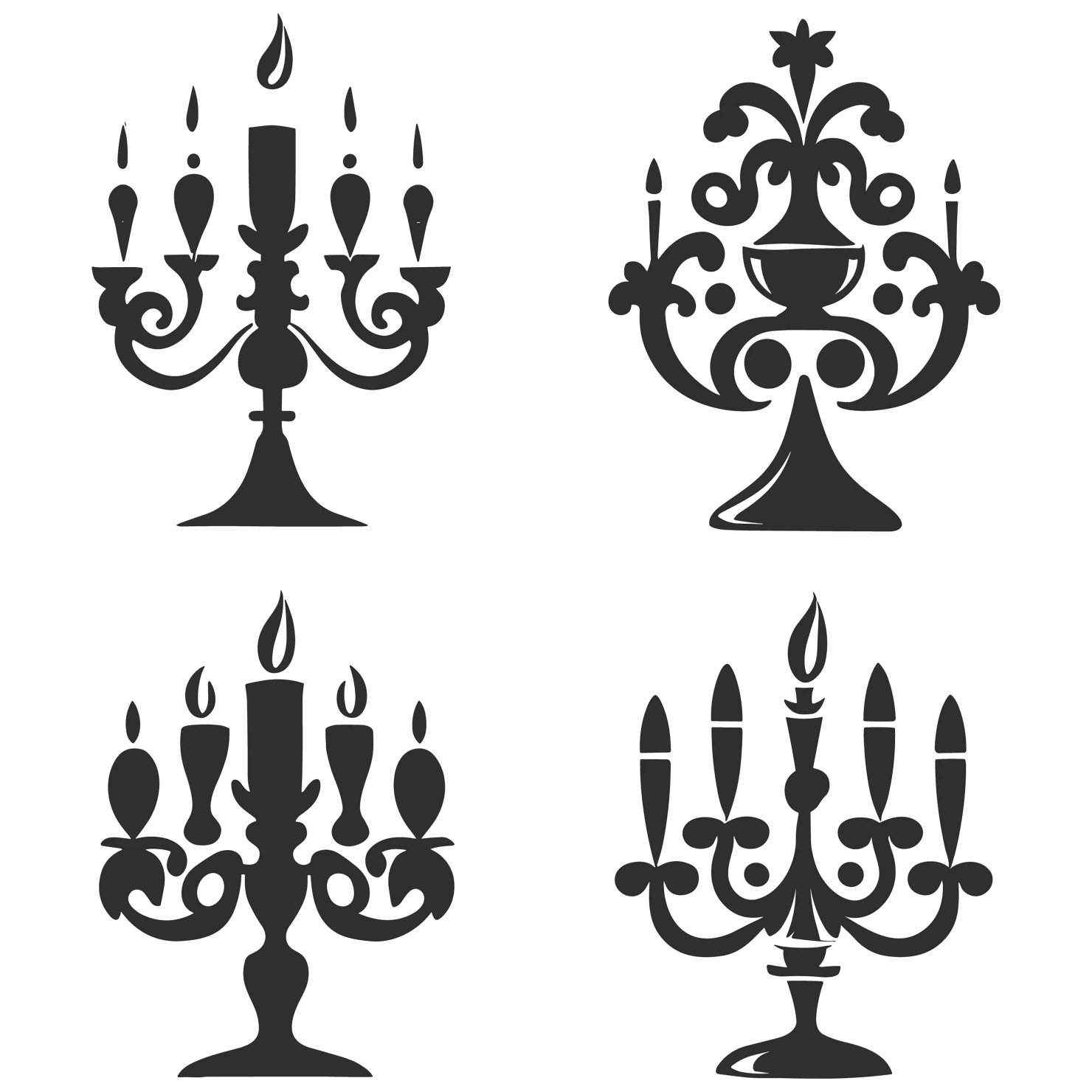 Candles customizable silhouettes set design #35665