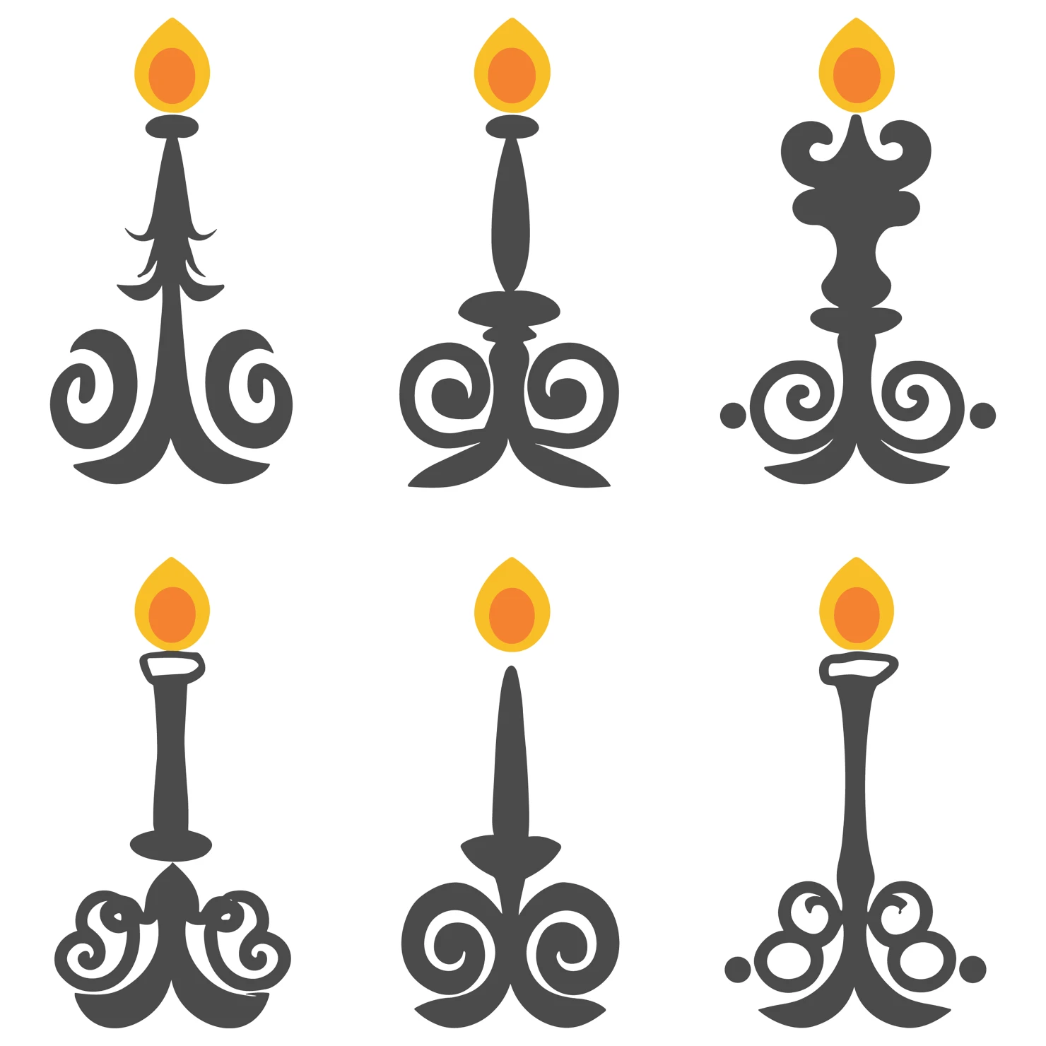 Candles customizable silhouettes set design #35666
