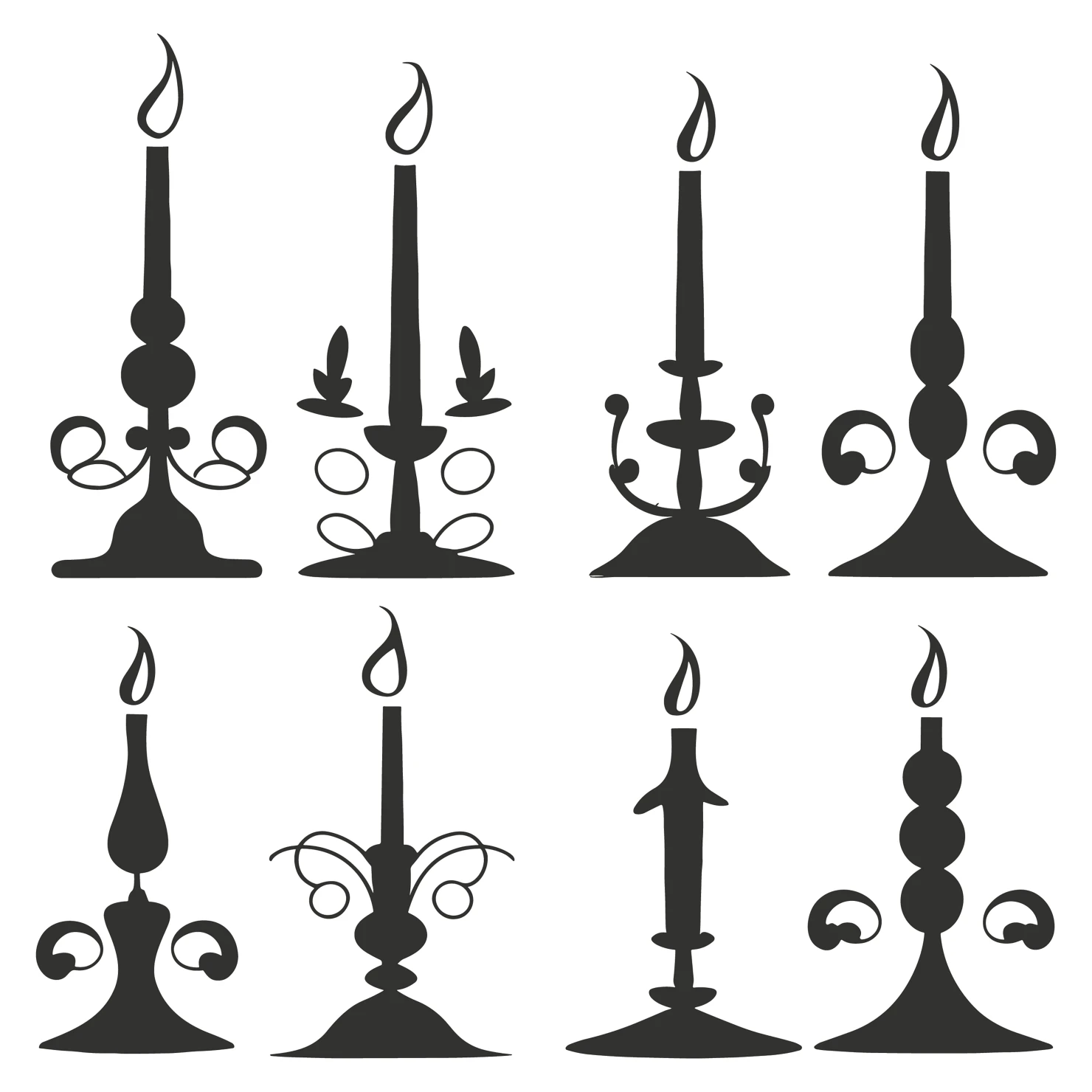 Candles customizable silhouettes set design #35667