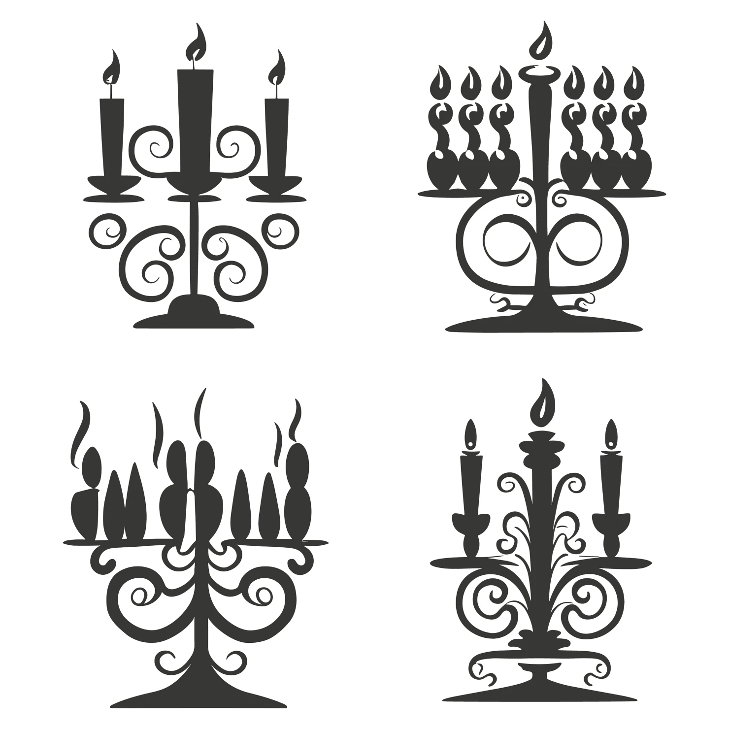 Candles customizable silhouettes set design #35669