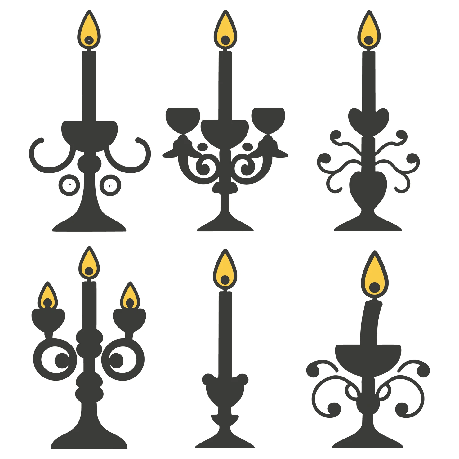 Candles customizable silhouettes set design #35670