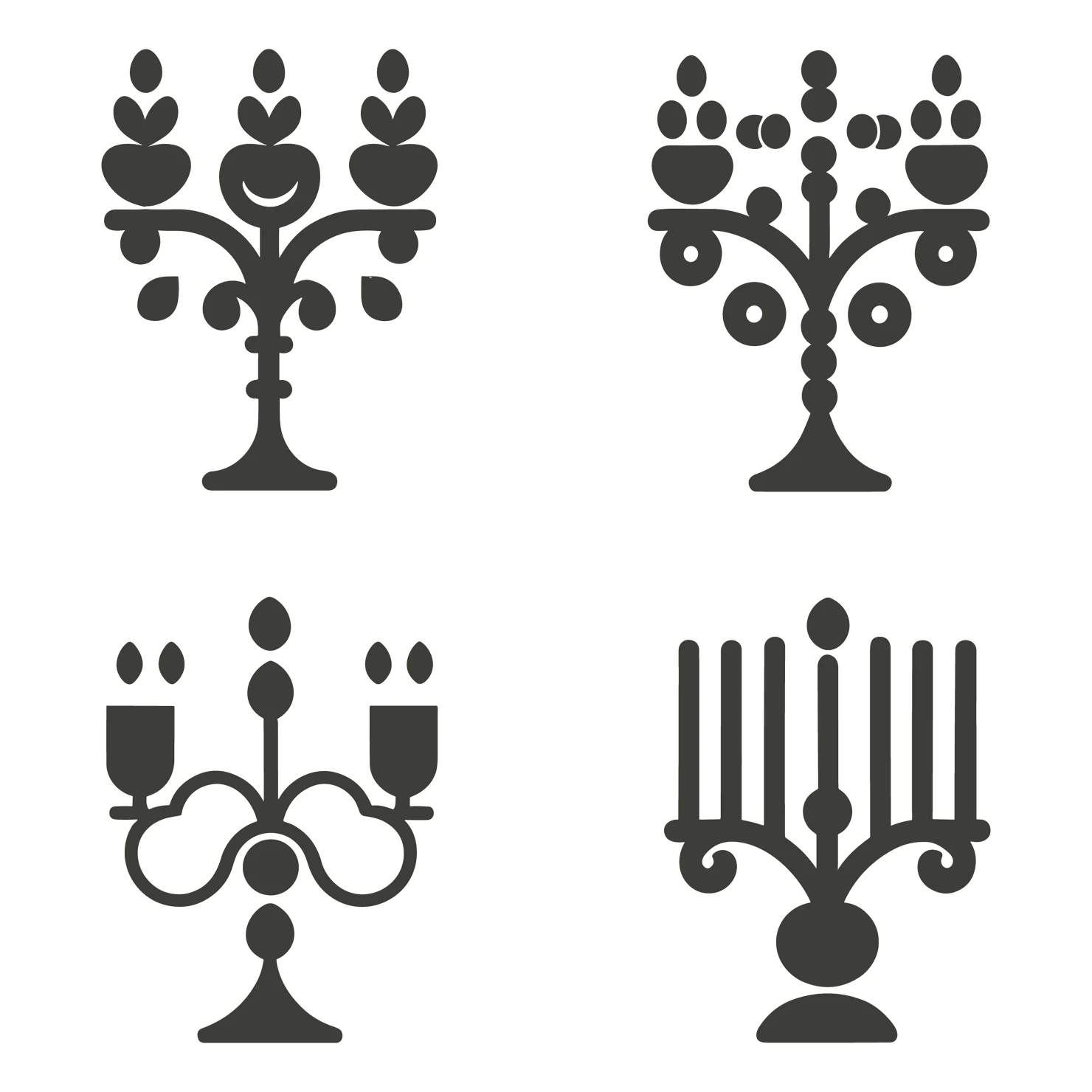 Candles customizable silhouettes set design #35671
