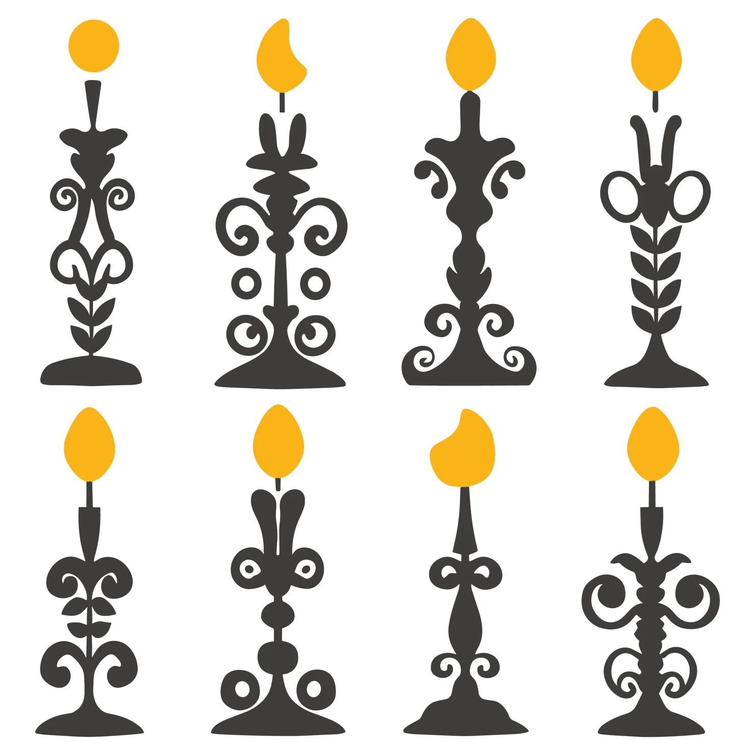 Candles customizable silhouettes set design #35672