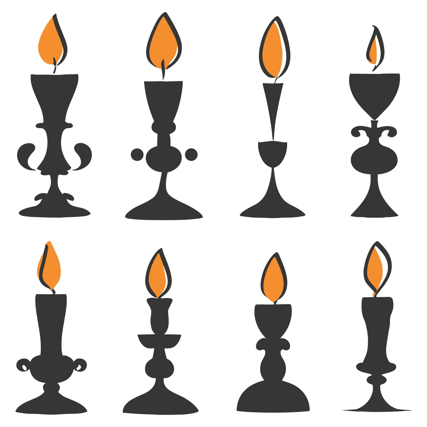 Candles customizable silhouettes set design #35673