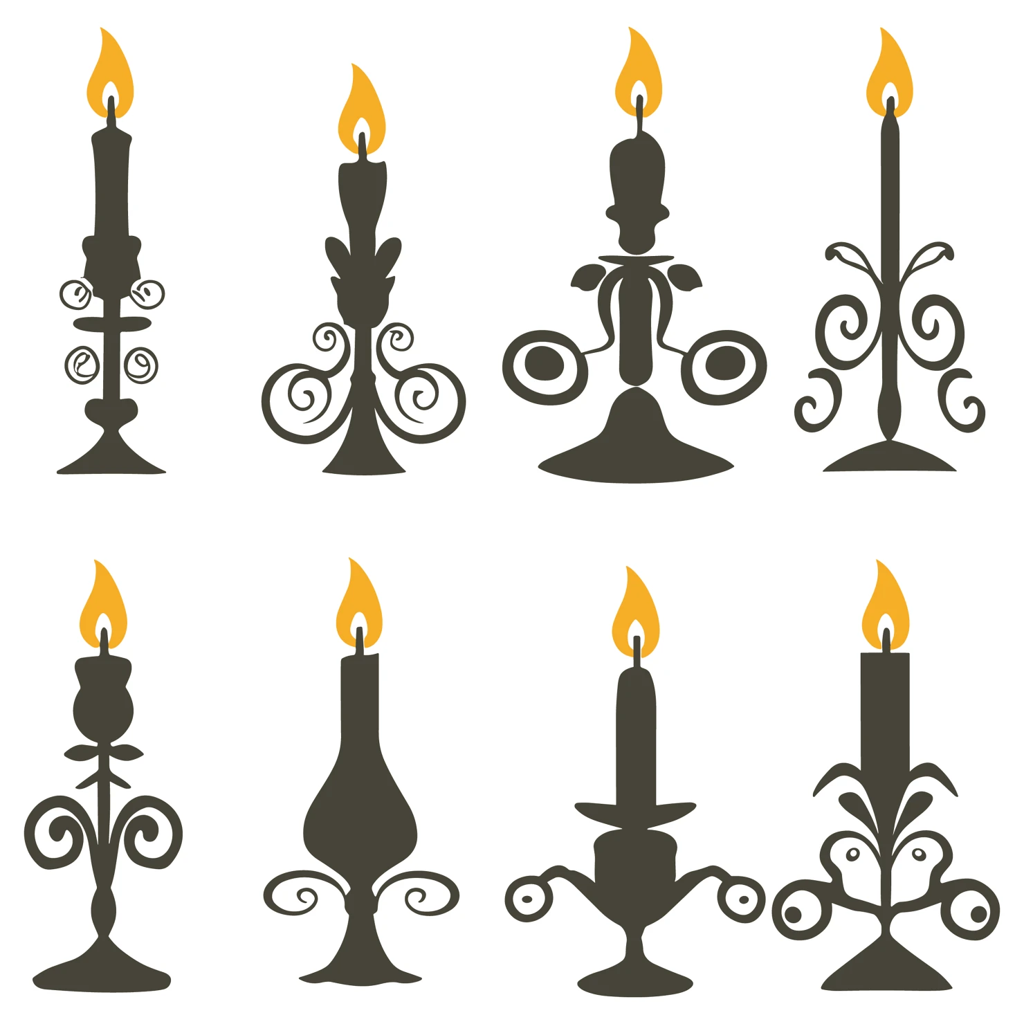 Candles customizable silhouettes set design #35675
