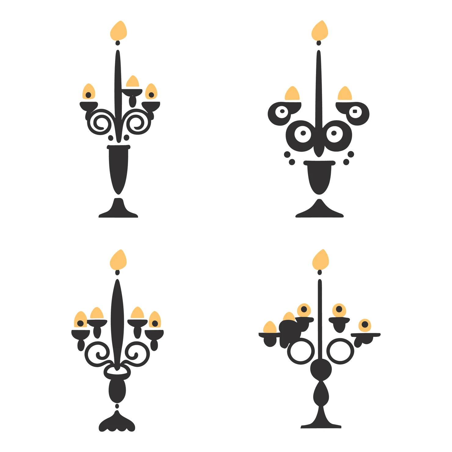 Candles customizable silhouettes set design #35676