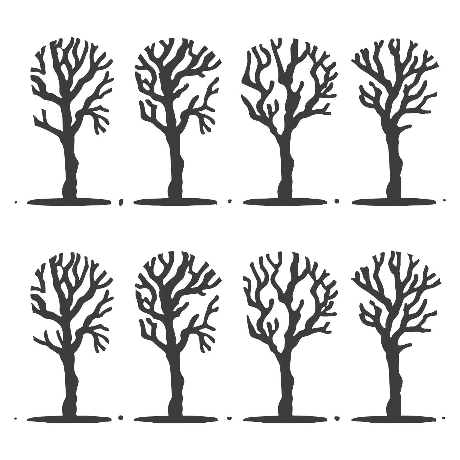 Tree customizable silhouettes set design #35691