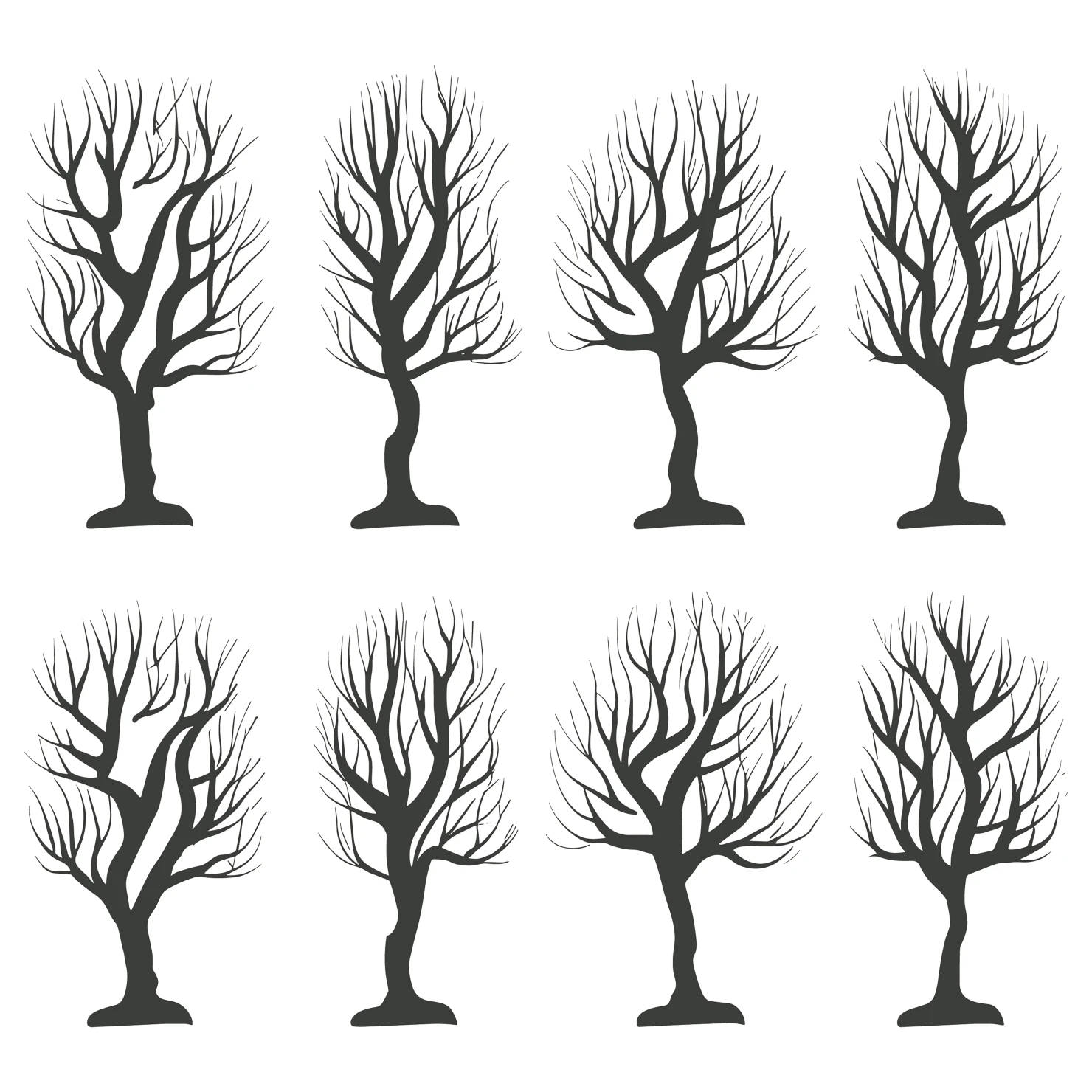 Tree customizable silhouettes set design #35693