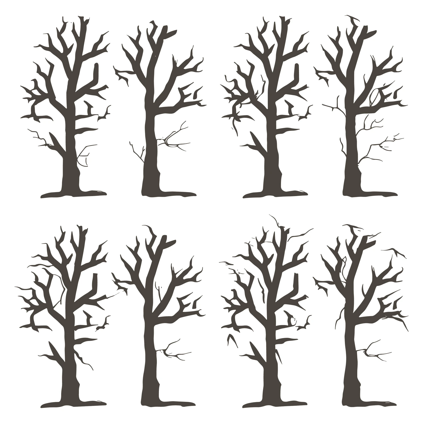 Tree customizable silhouettes set design #35694