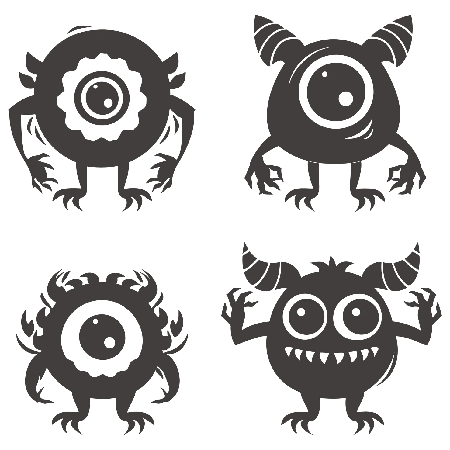 Monsters customizable clip art set design #35717