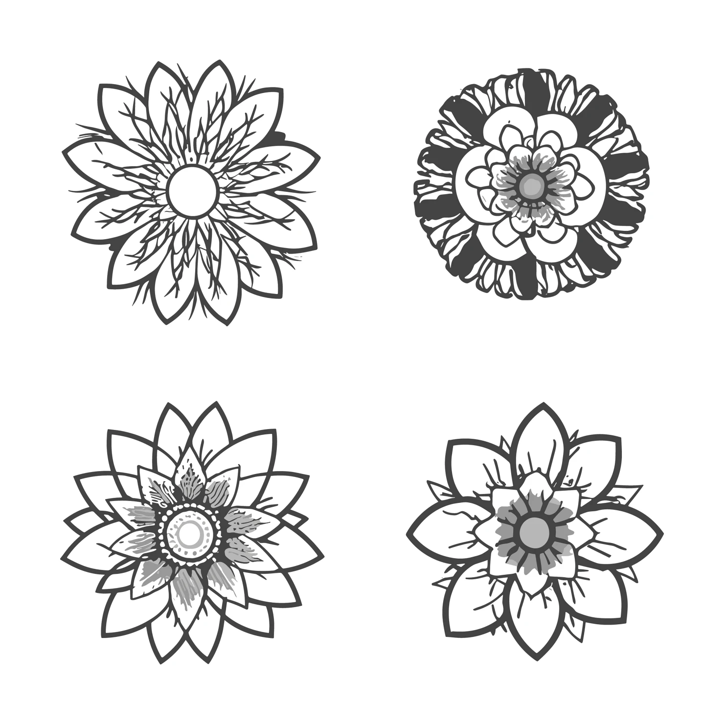 Flowers customizable clip art set design #35749