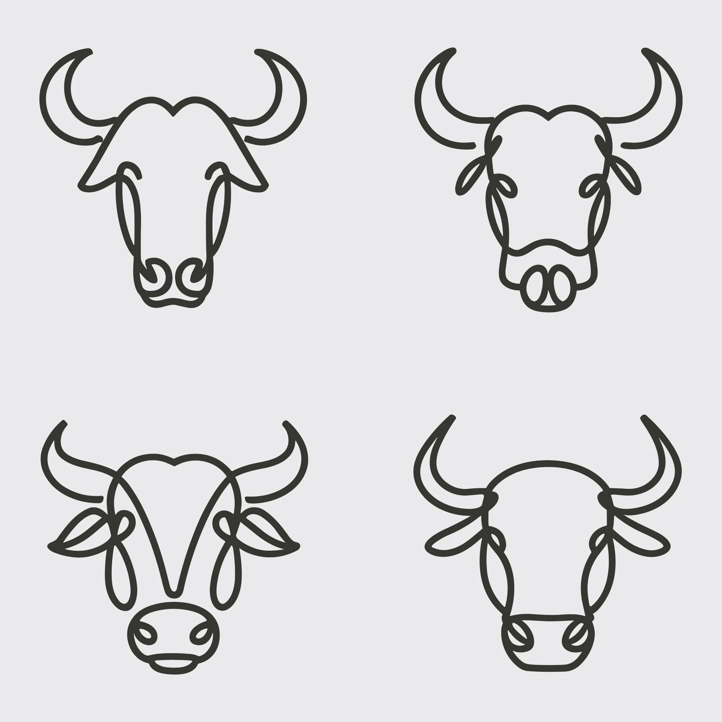 Bull customizable icon set design #35770