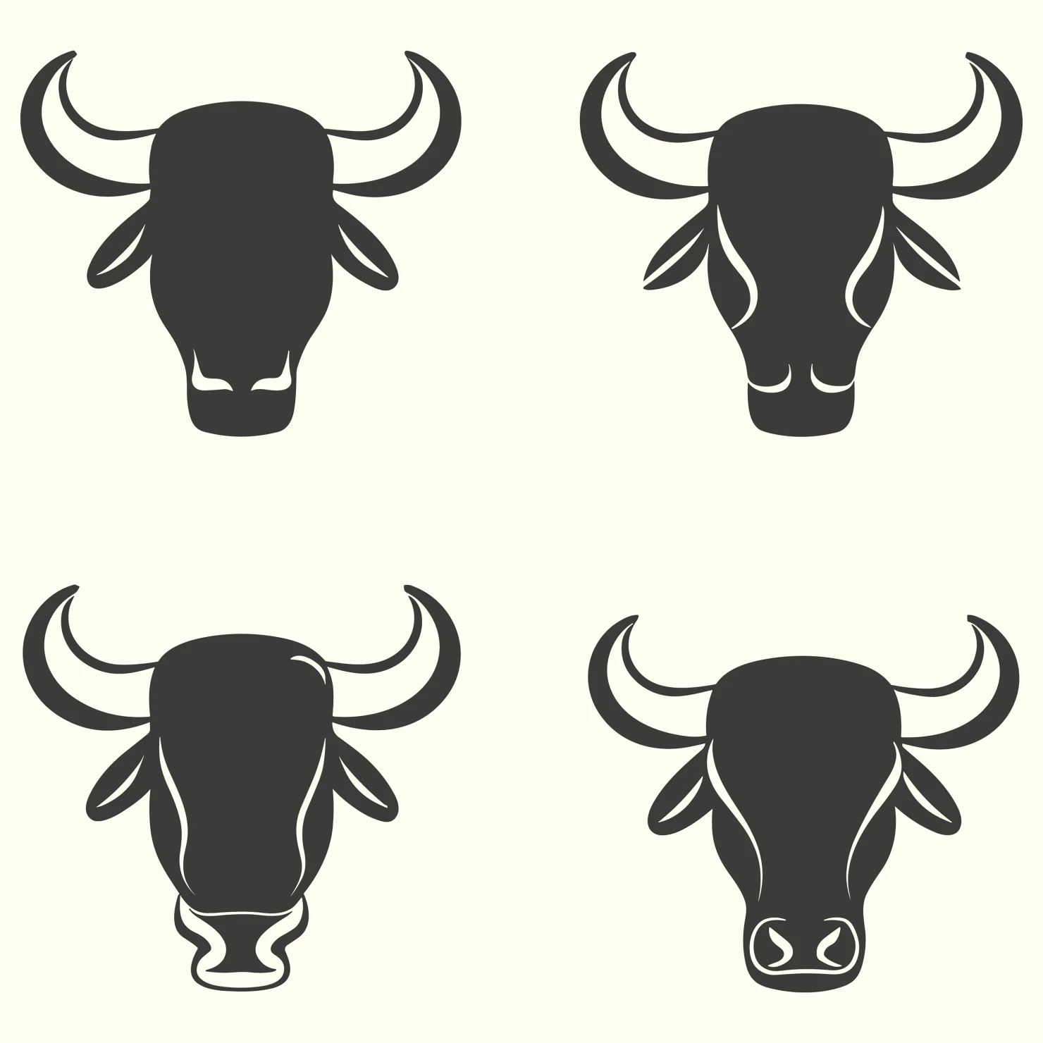 Bull customizable silhouettes set design #35771