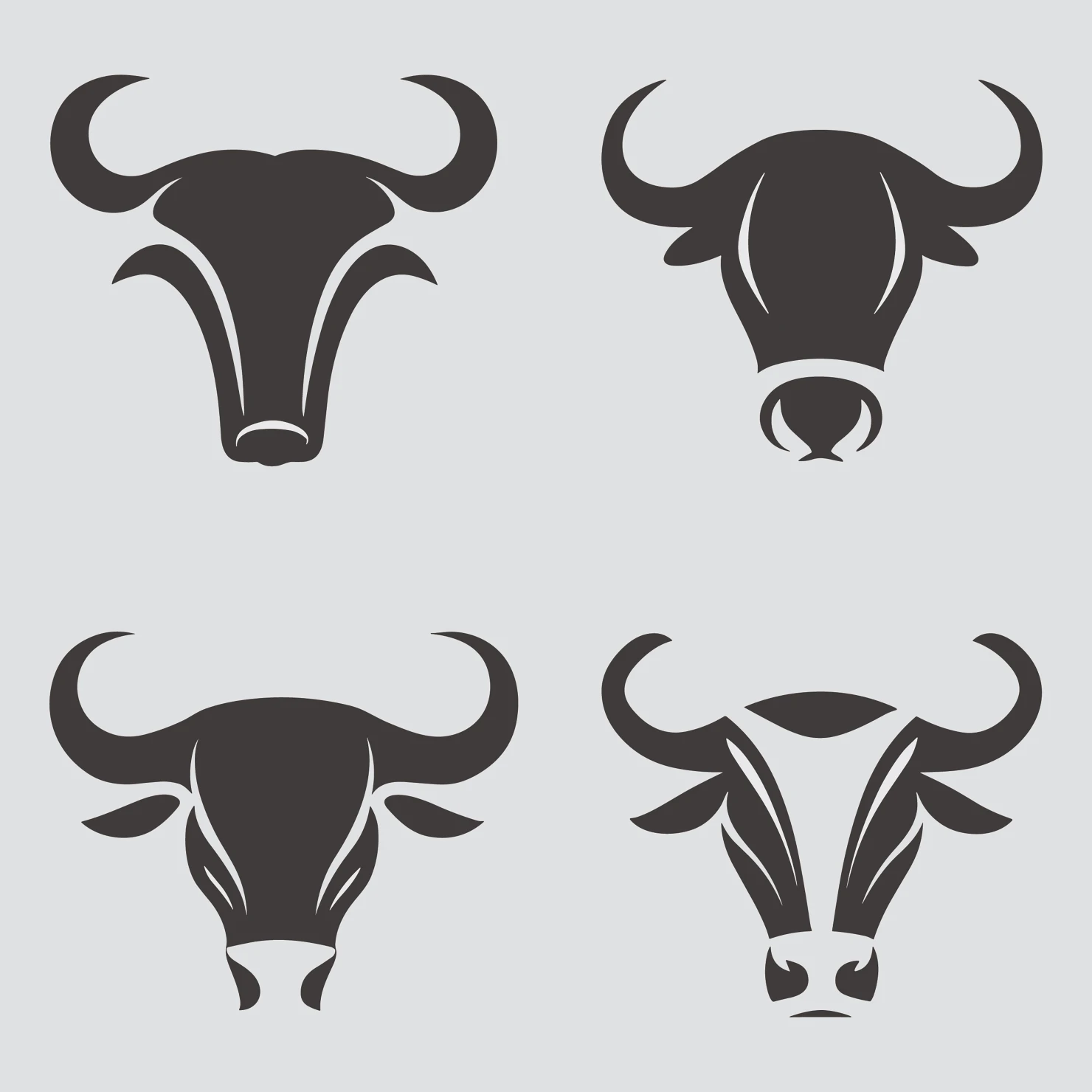 Bull customizable silhouettes set design #35776