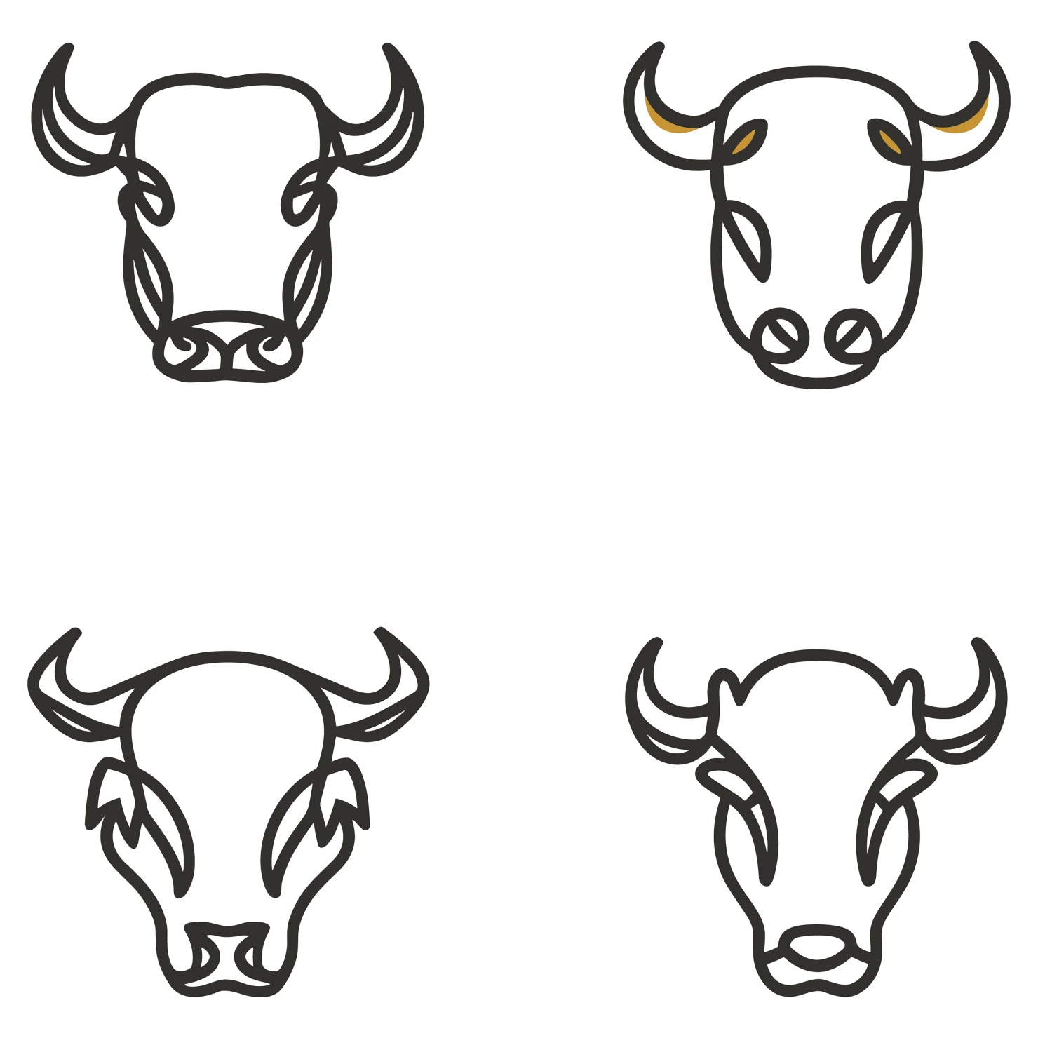 Bull customizable icon set design #35777
