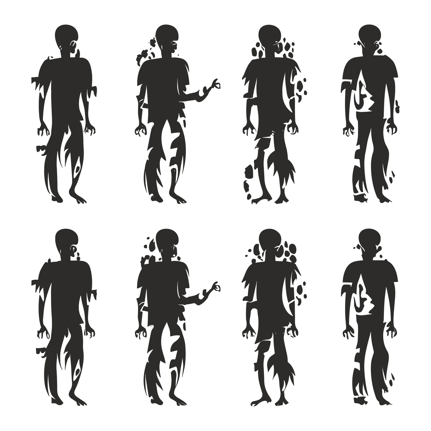 Zombie customizable silhouettes set design #35819