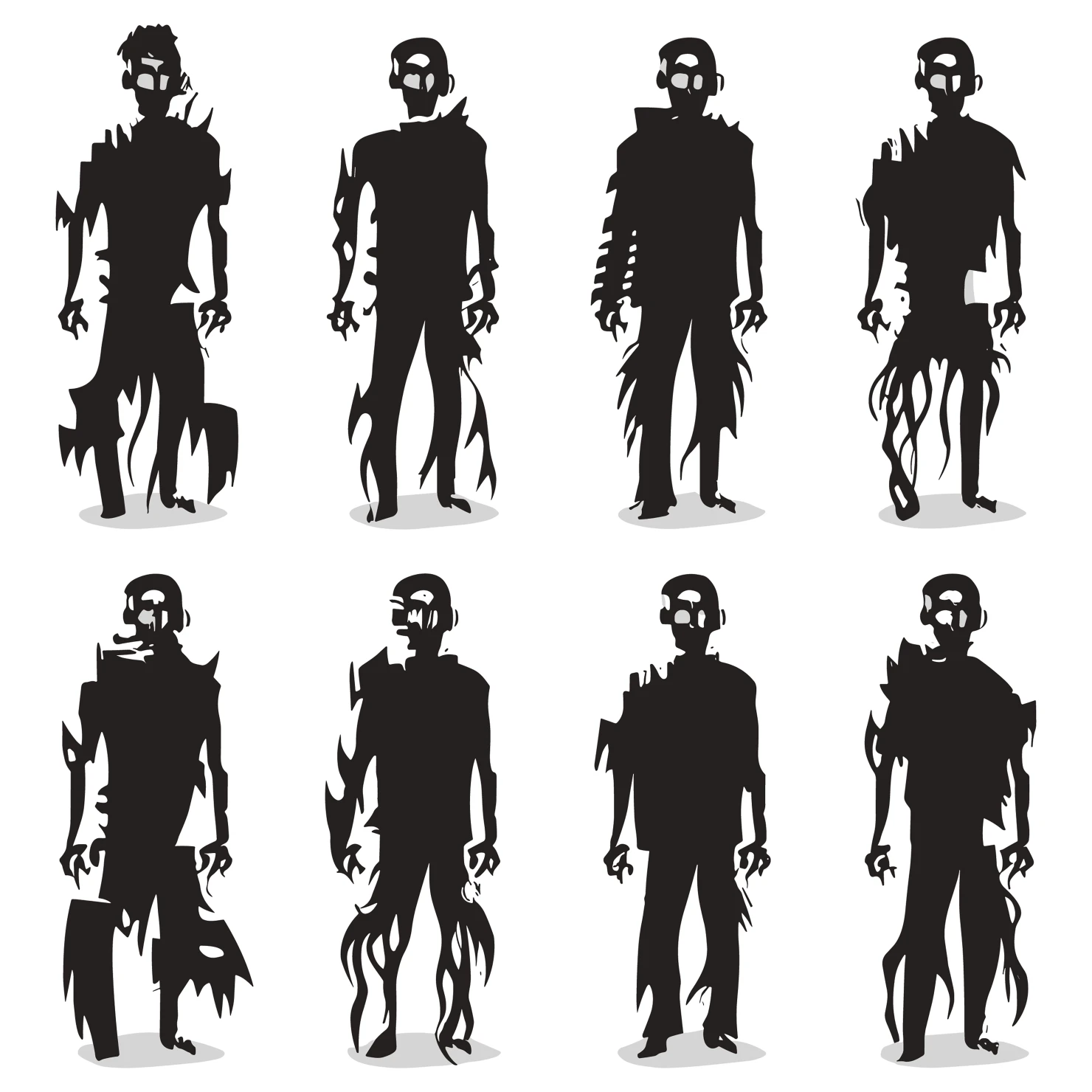 Zombie customizable silhouettes set design #35820