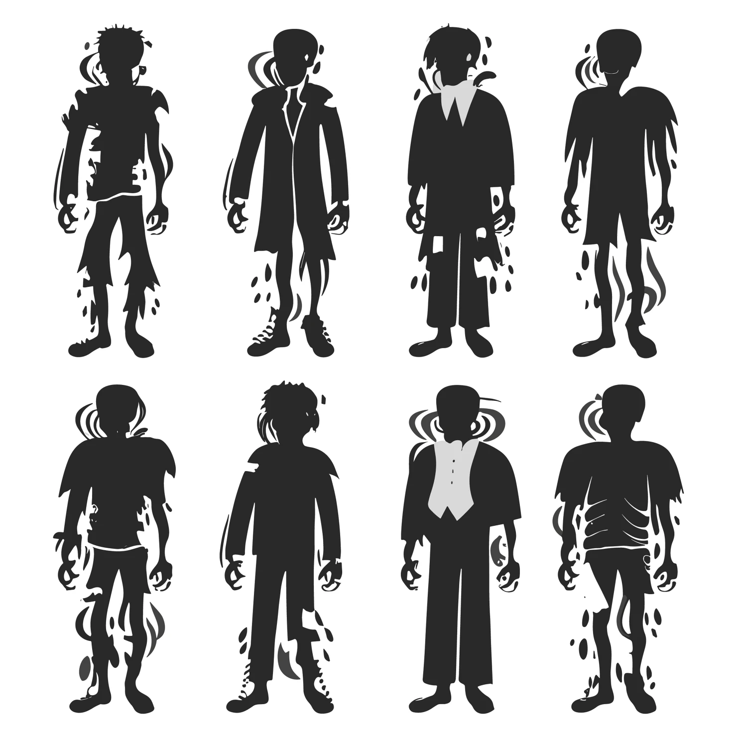 Zombie customizable silhouettes set design #35822