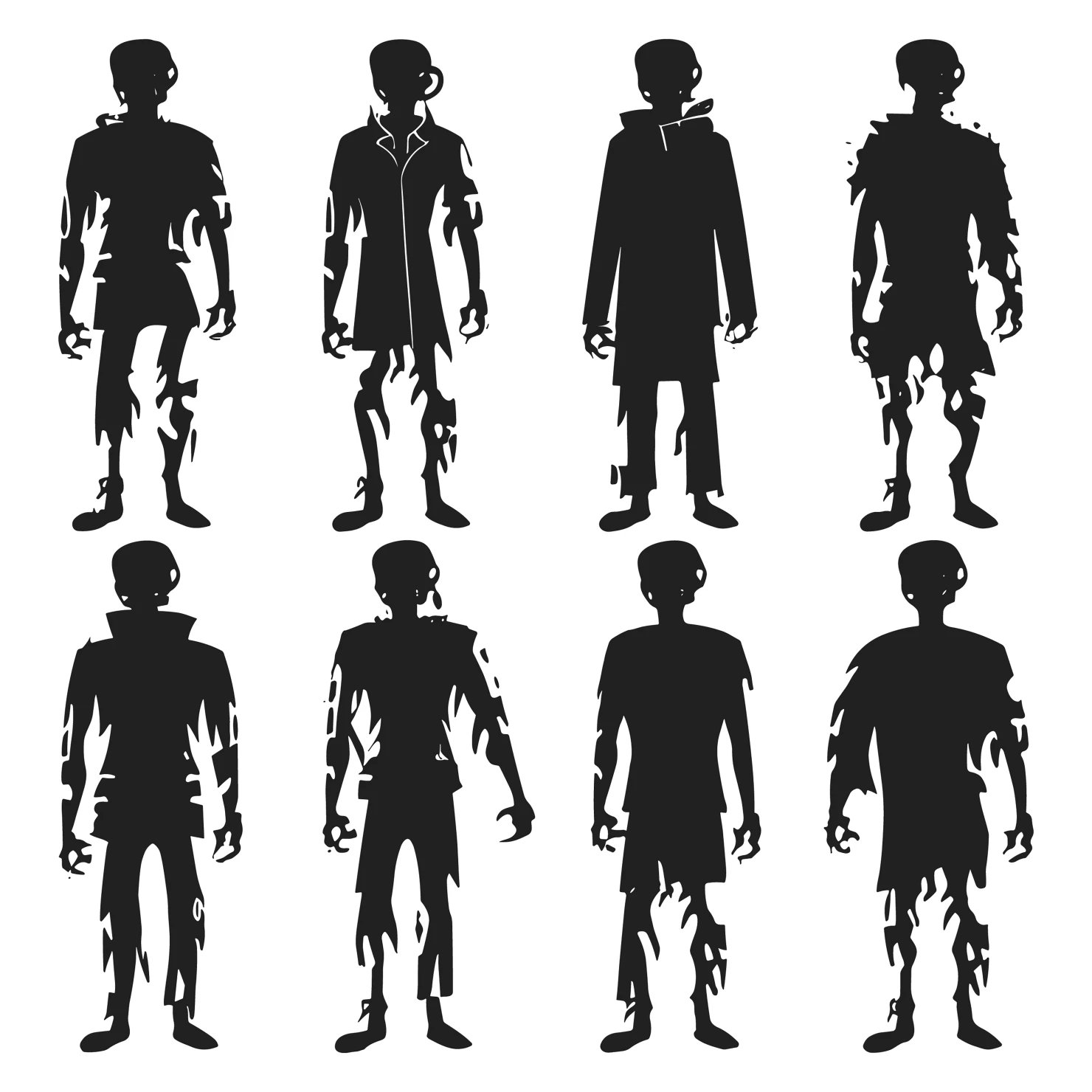 Zombie customizable silhouettes set design #35823