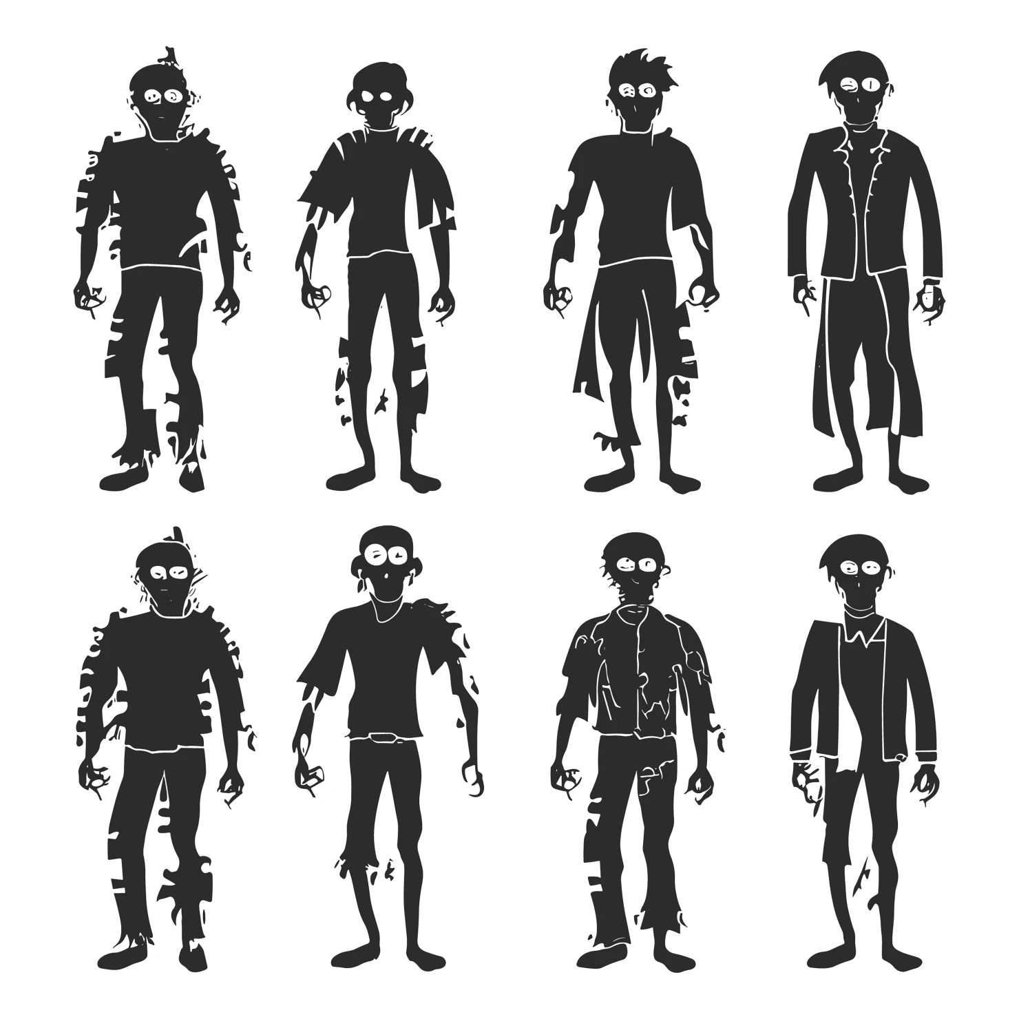 Zombie customizable silhouettes set design #35825
