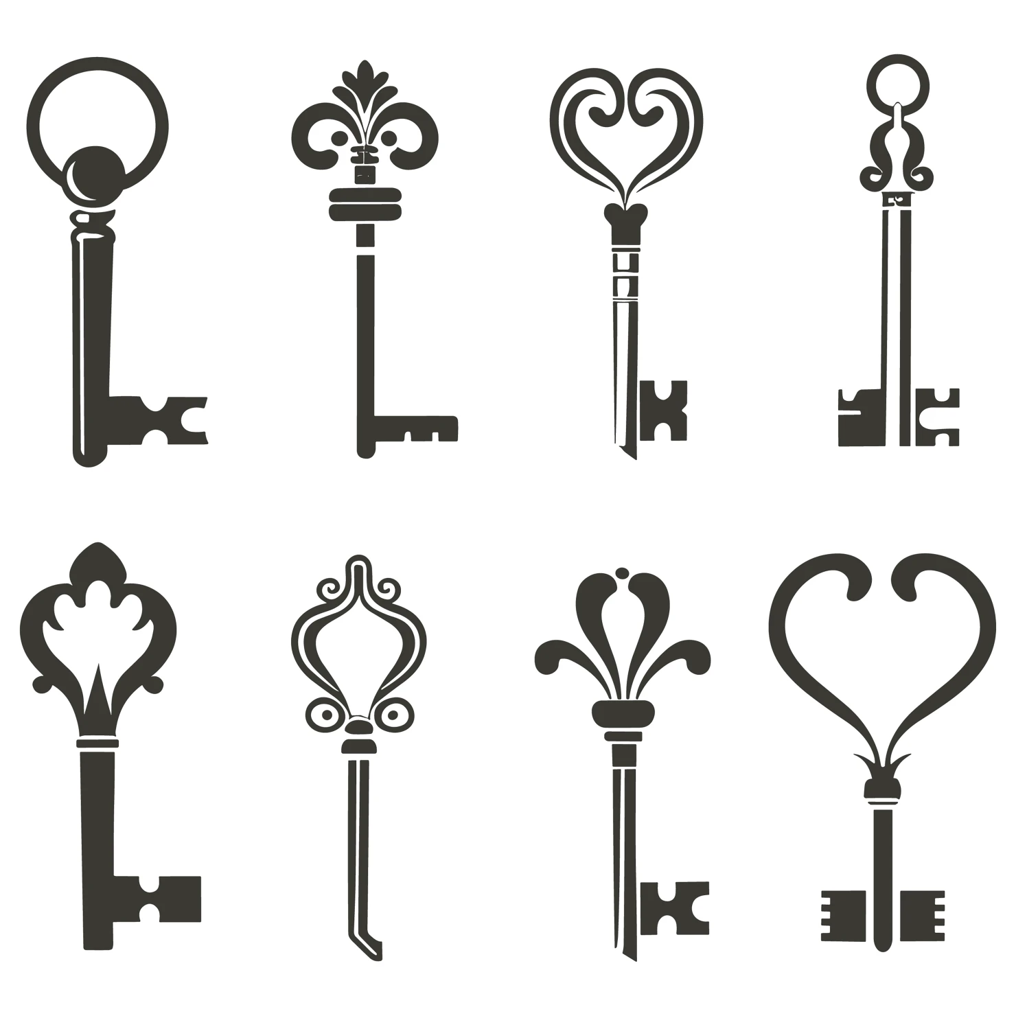 Key customizable silhouettes set design #35831