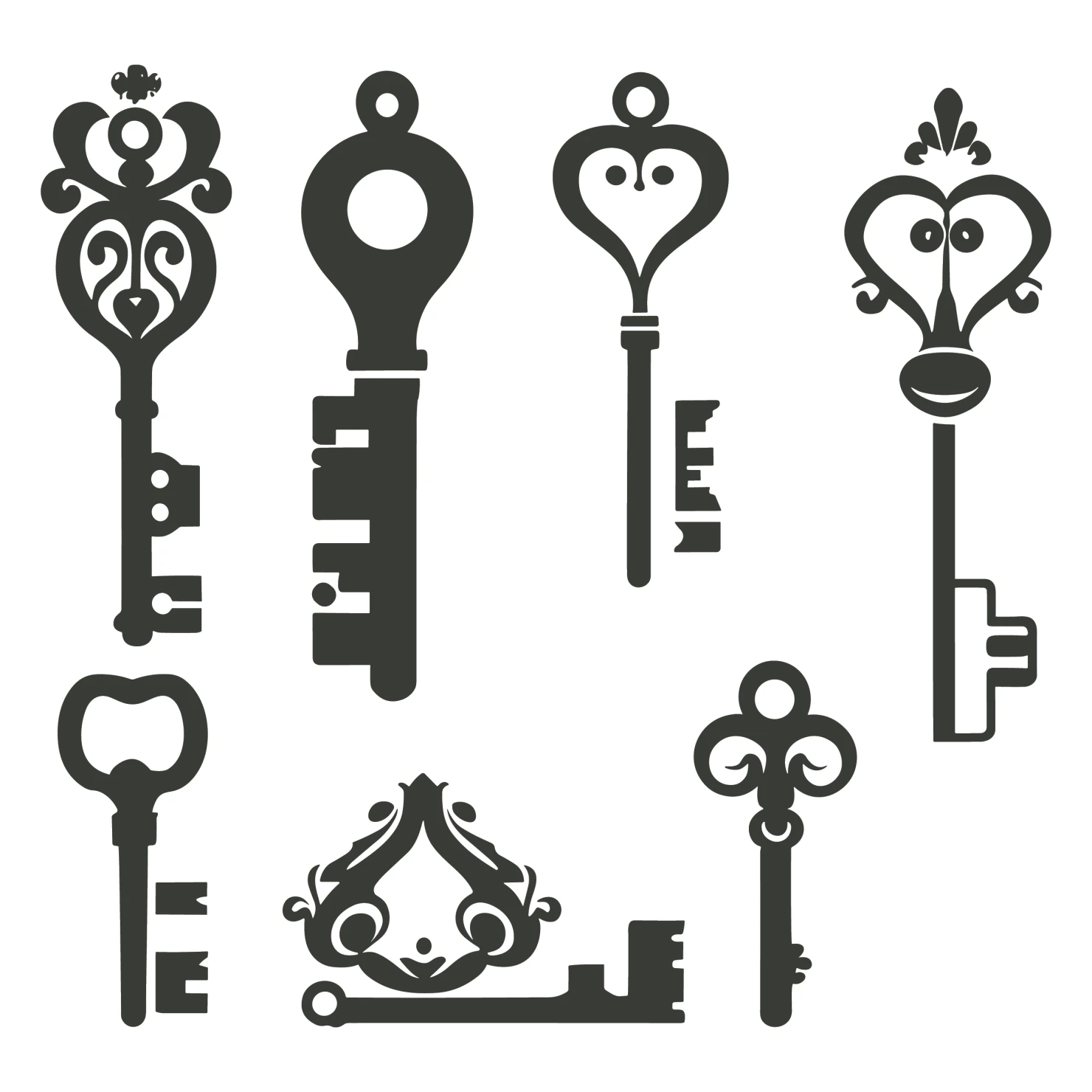 Key customizable silhouettes set design #35836