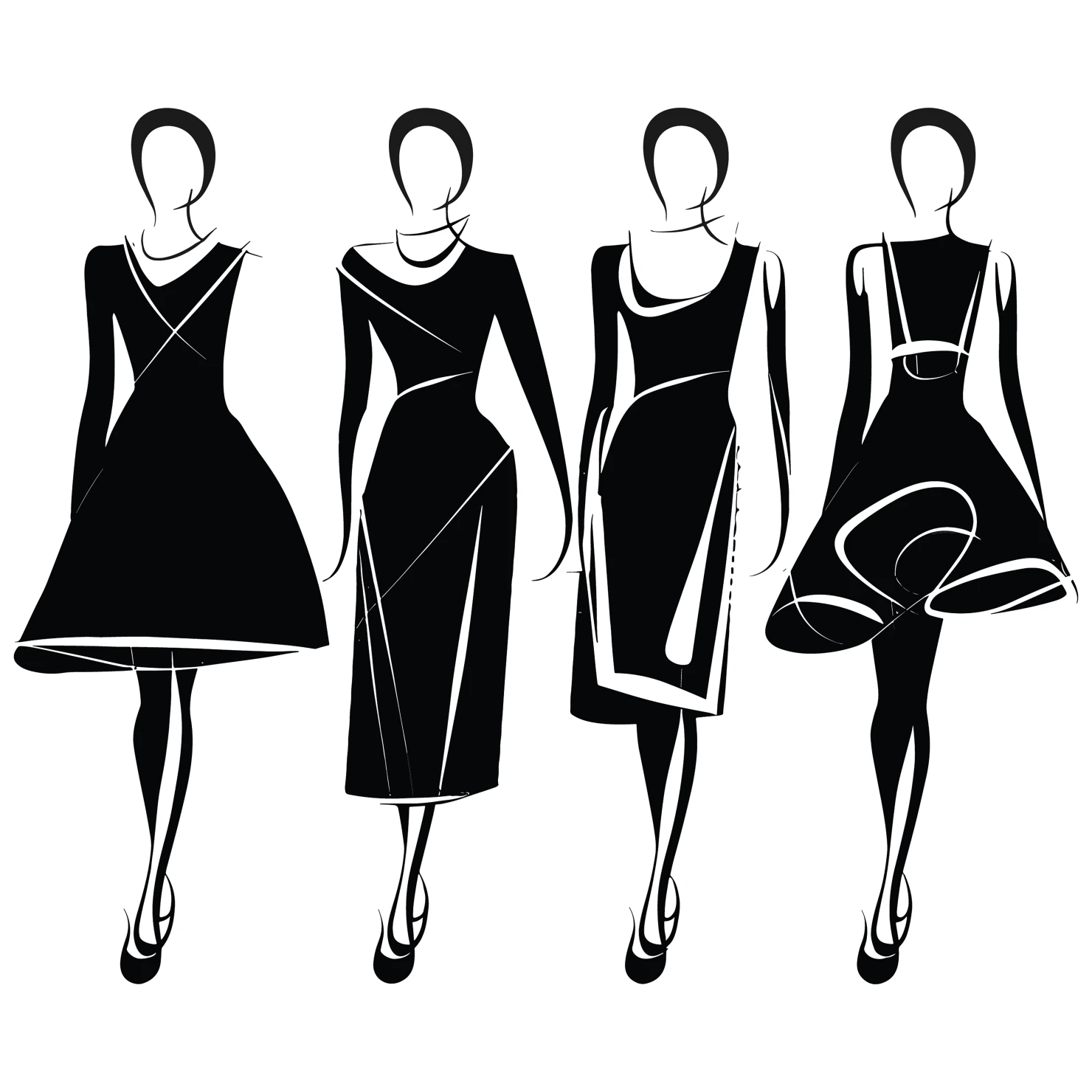 Frocks customizable silhouettes set design #35847