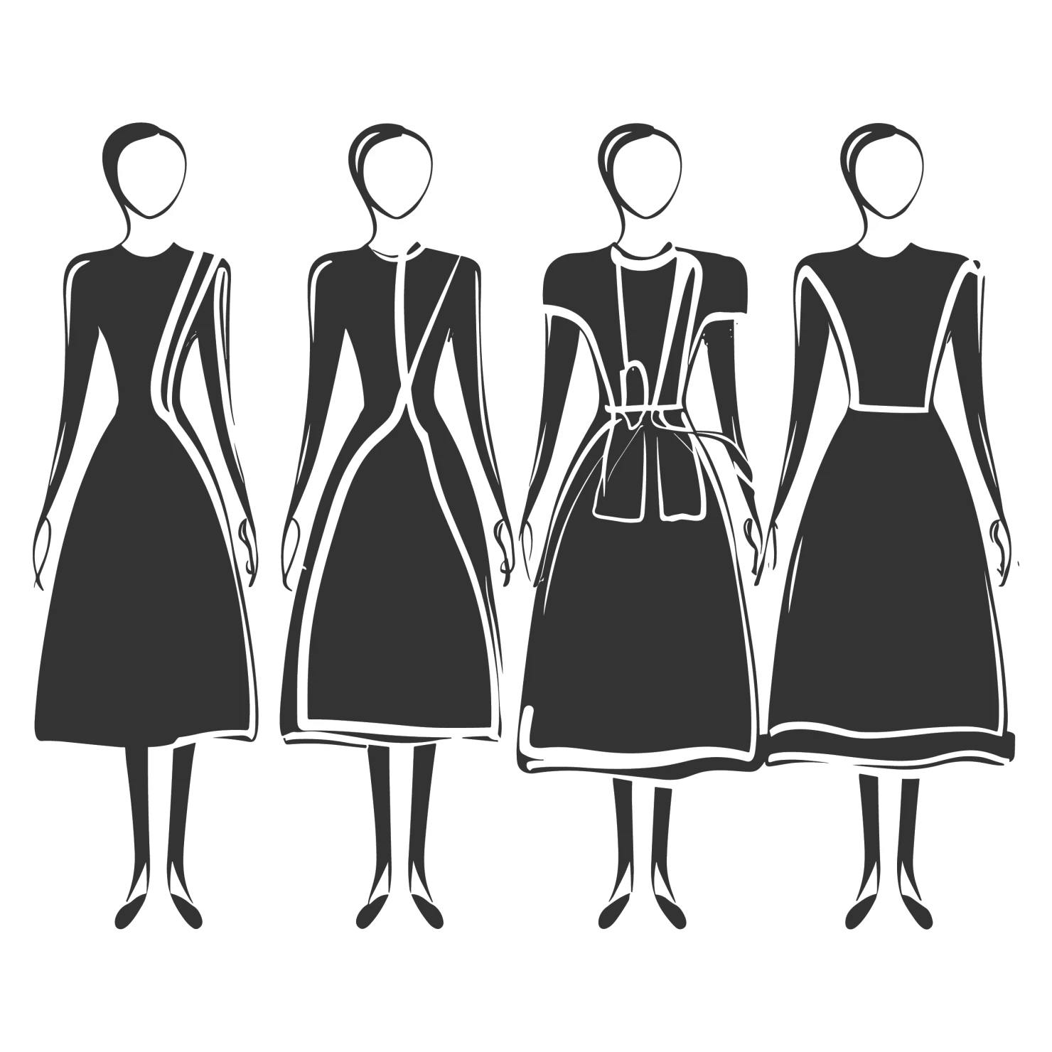 Frocks customizable silhouettes set design #35848