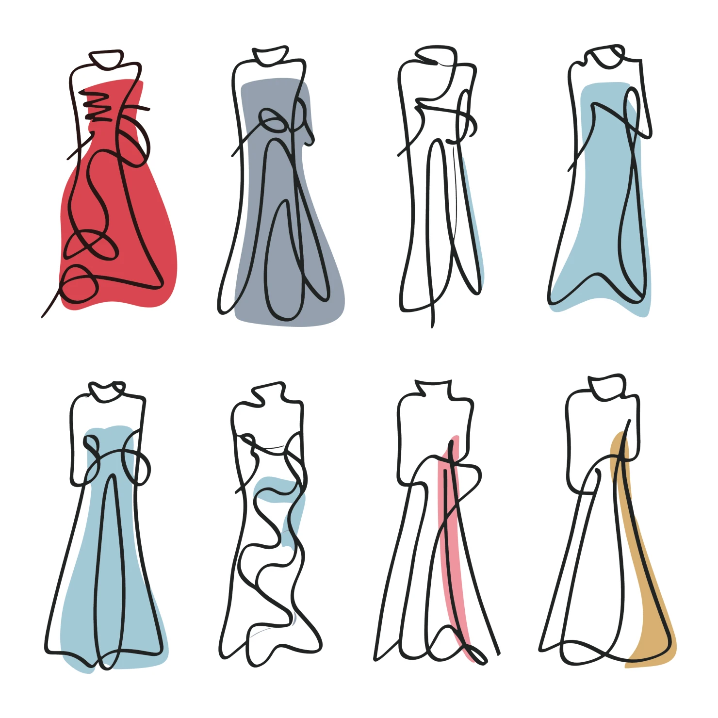 Frocks customizable clip art set design #35852