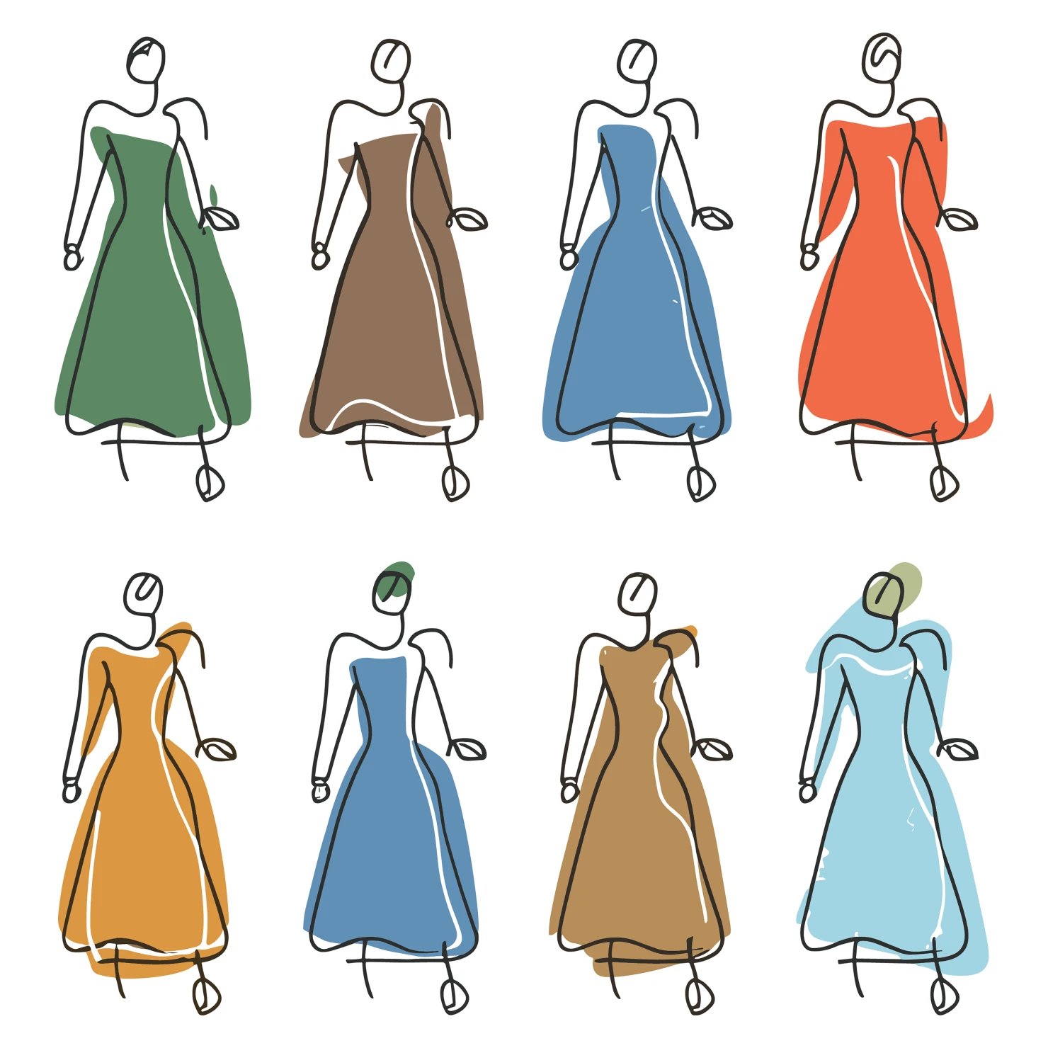 Frocks customizable clip art set design #35859