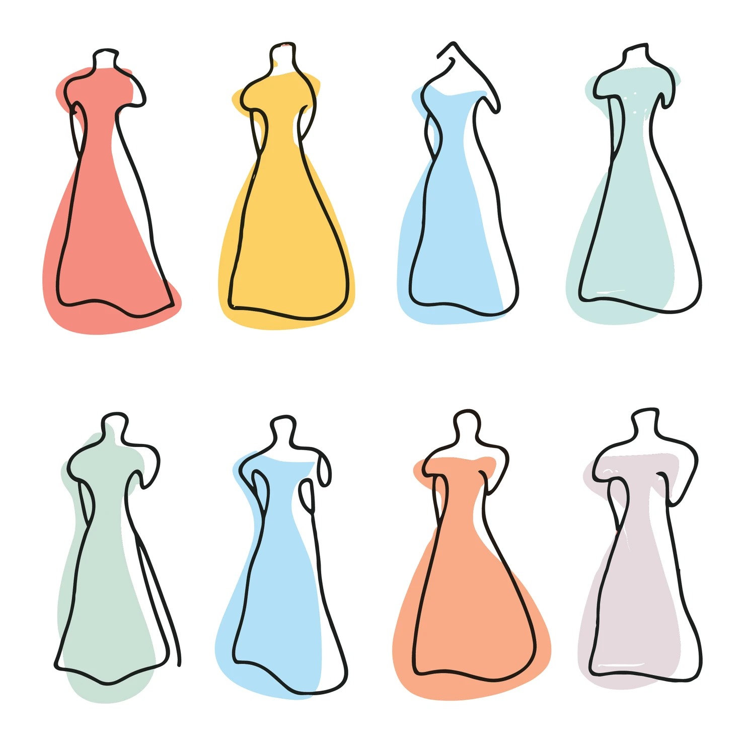Frocks customizable clip art set design #35860
