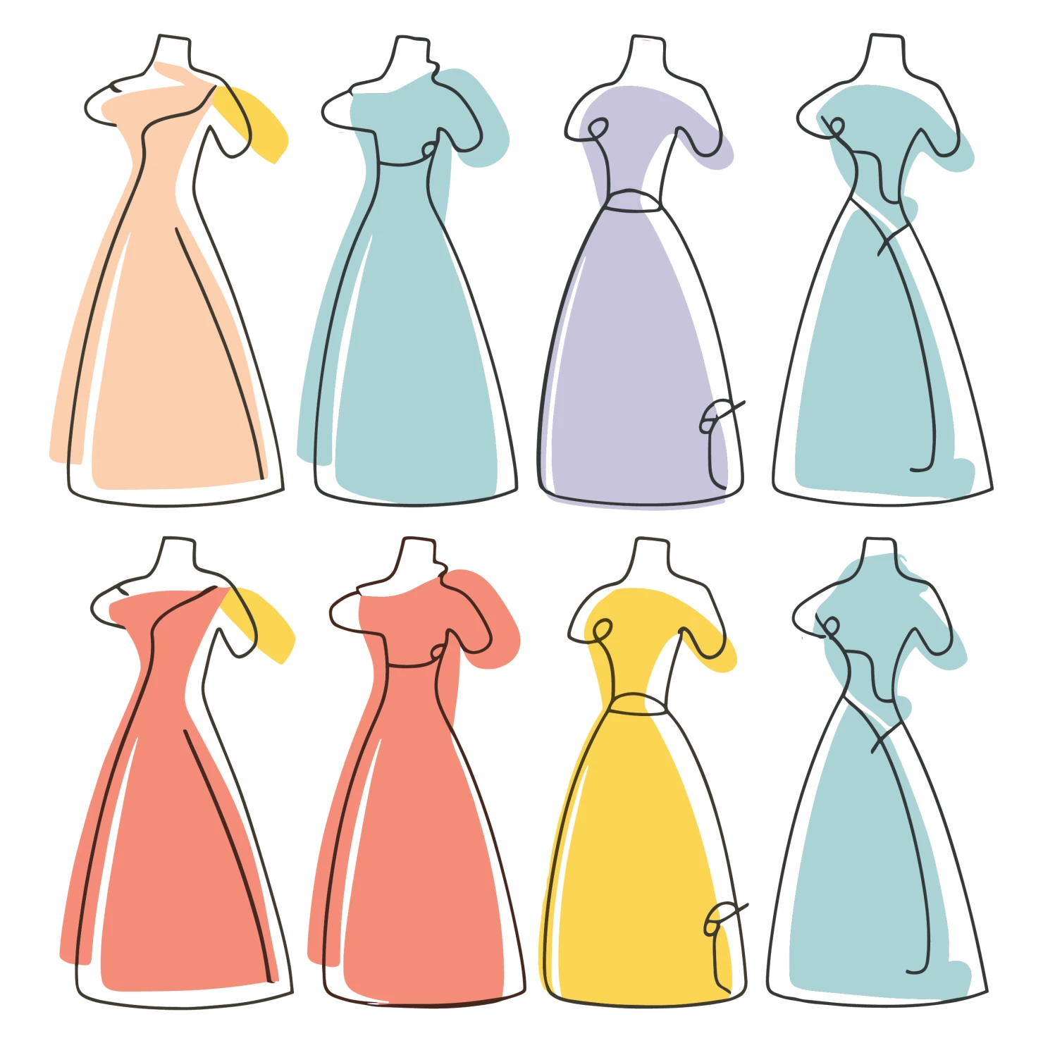 Frocks customizable clip art set design #35863