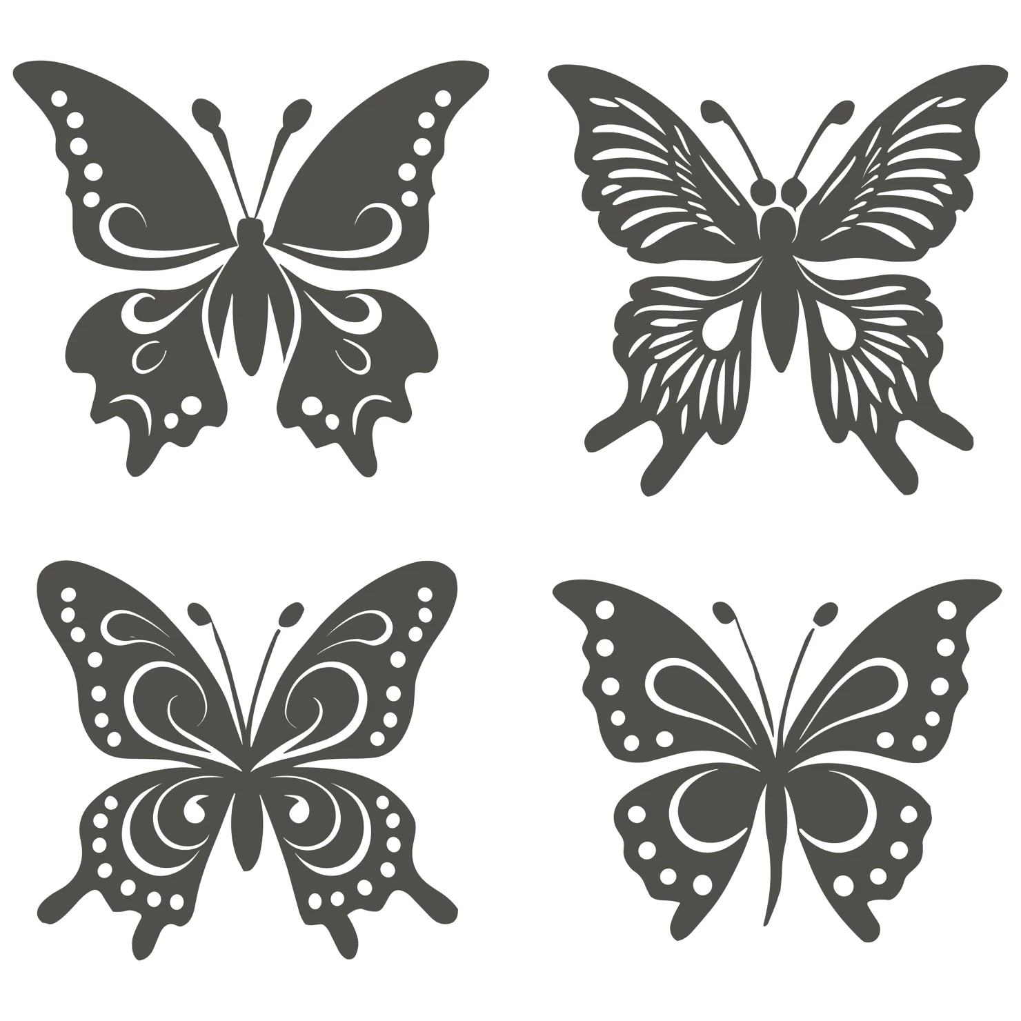 Butterflies customizable silhouettes set design #35866