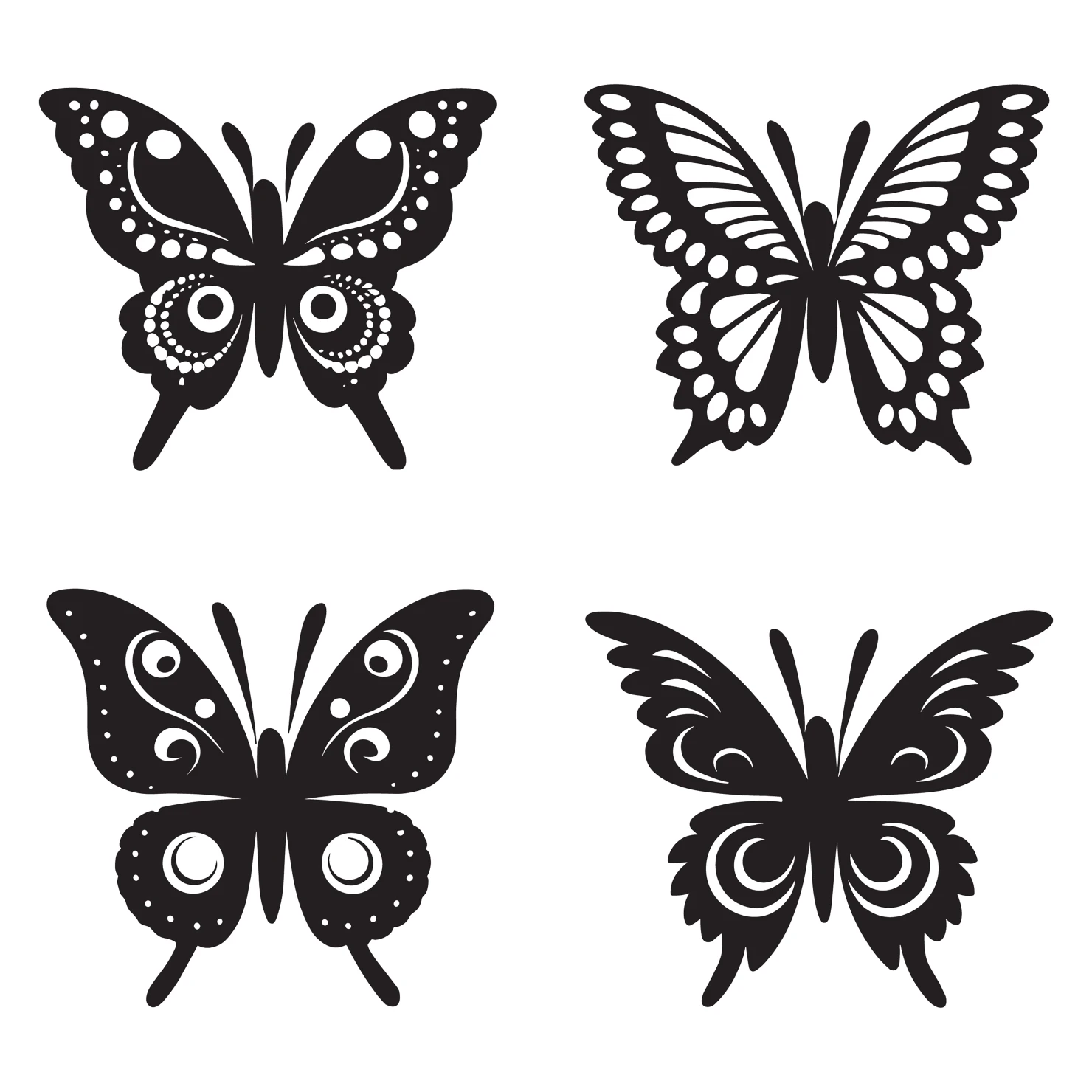 Butterflies customizable silhouettes set design #35868