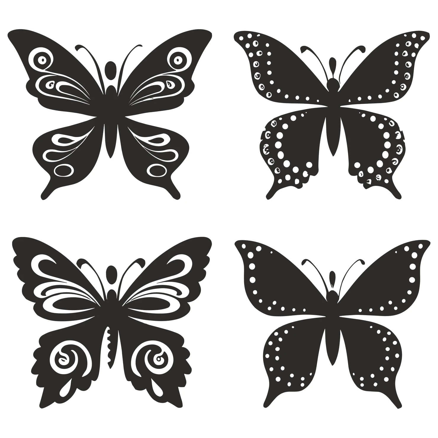 Butterflies customizable silhouettes set design #35869