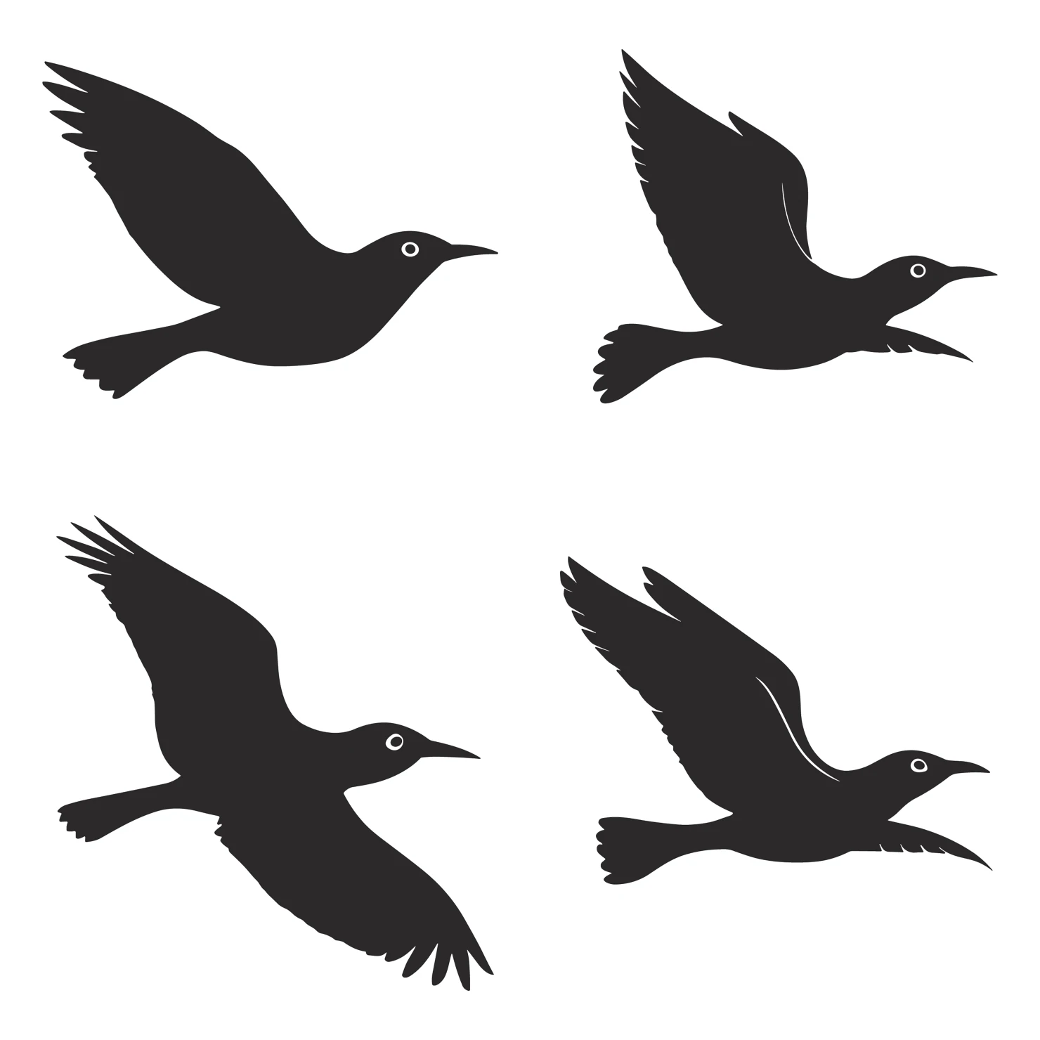 Birds customizable silhouettes set design #35886