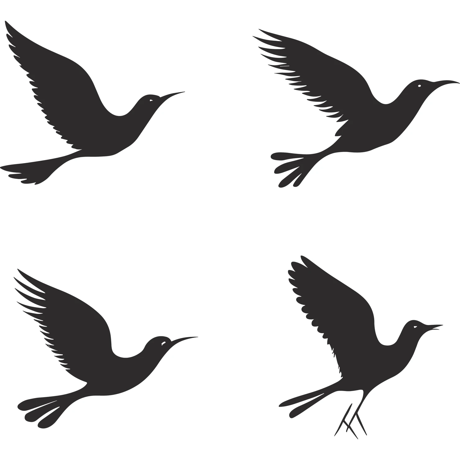 Birds customizable silhouettes set design #35888