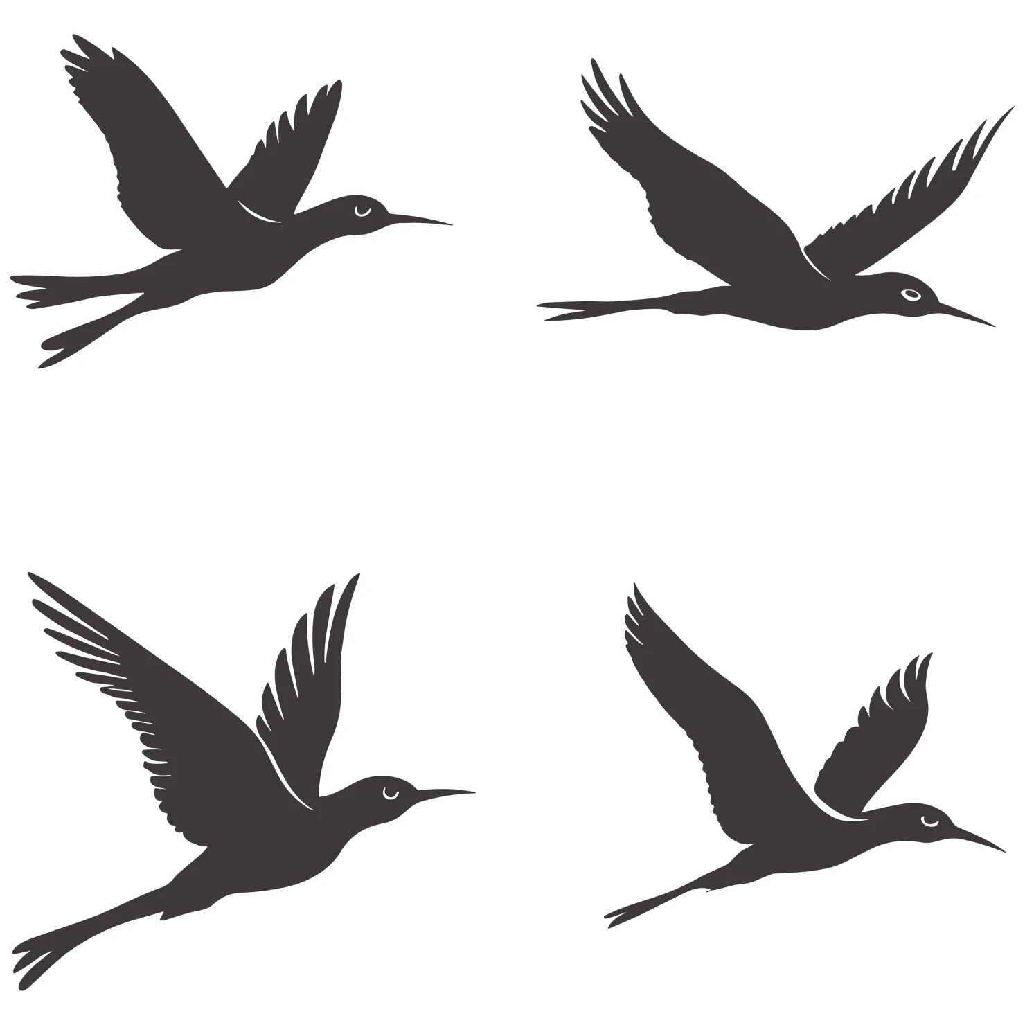 Birds customizable silhouettes set design #35889